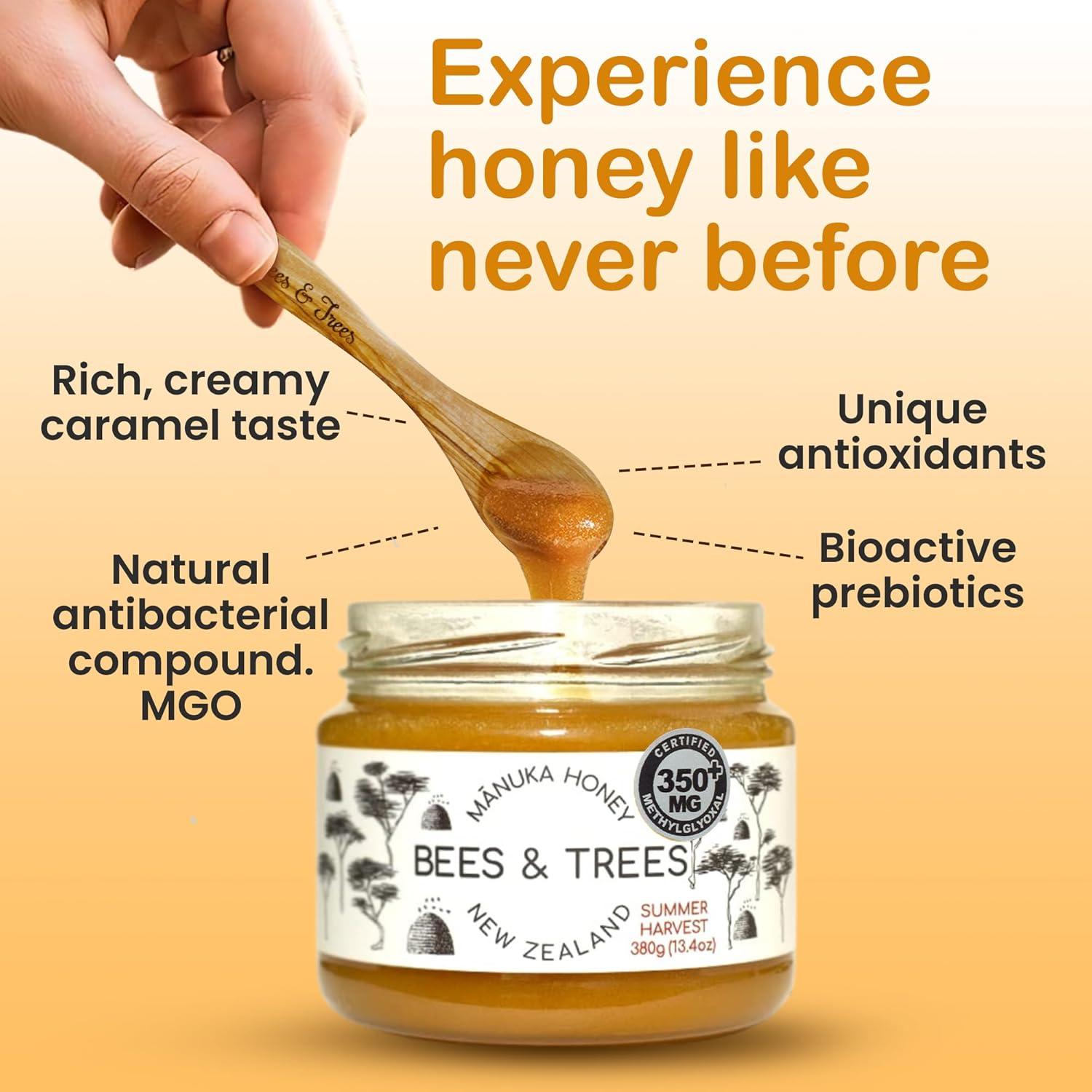 Miel de Manuka Bees & Trees 350+MGO Cruda 380g Nueva Zelanda