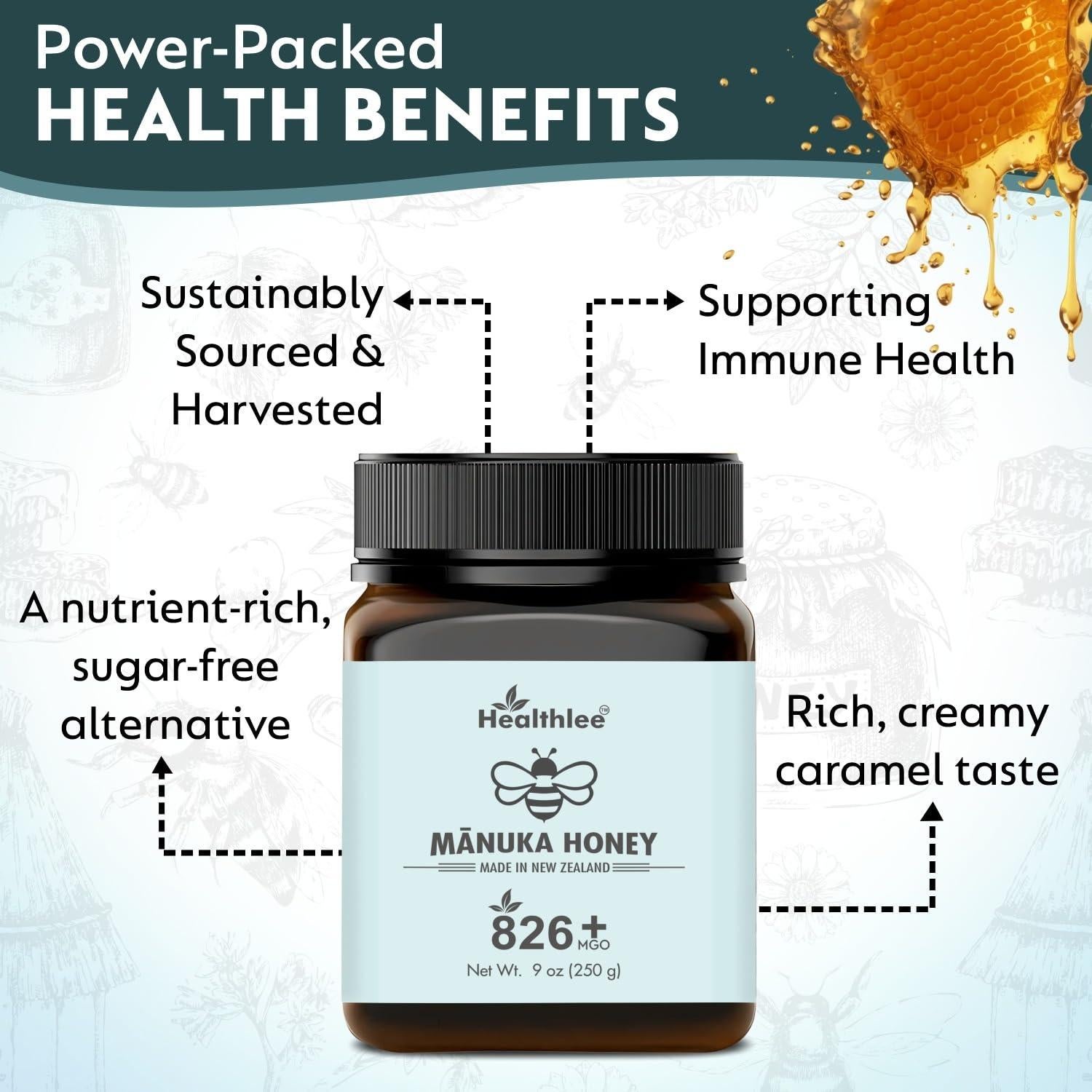 Miel de Manuka Healthlee UMF 20 - 250 g Pura de Nueva Zelanda