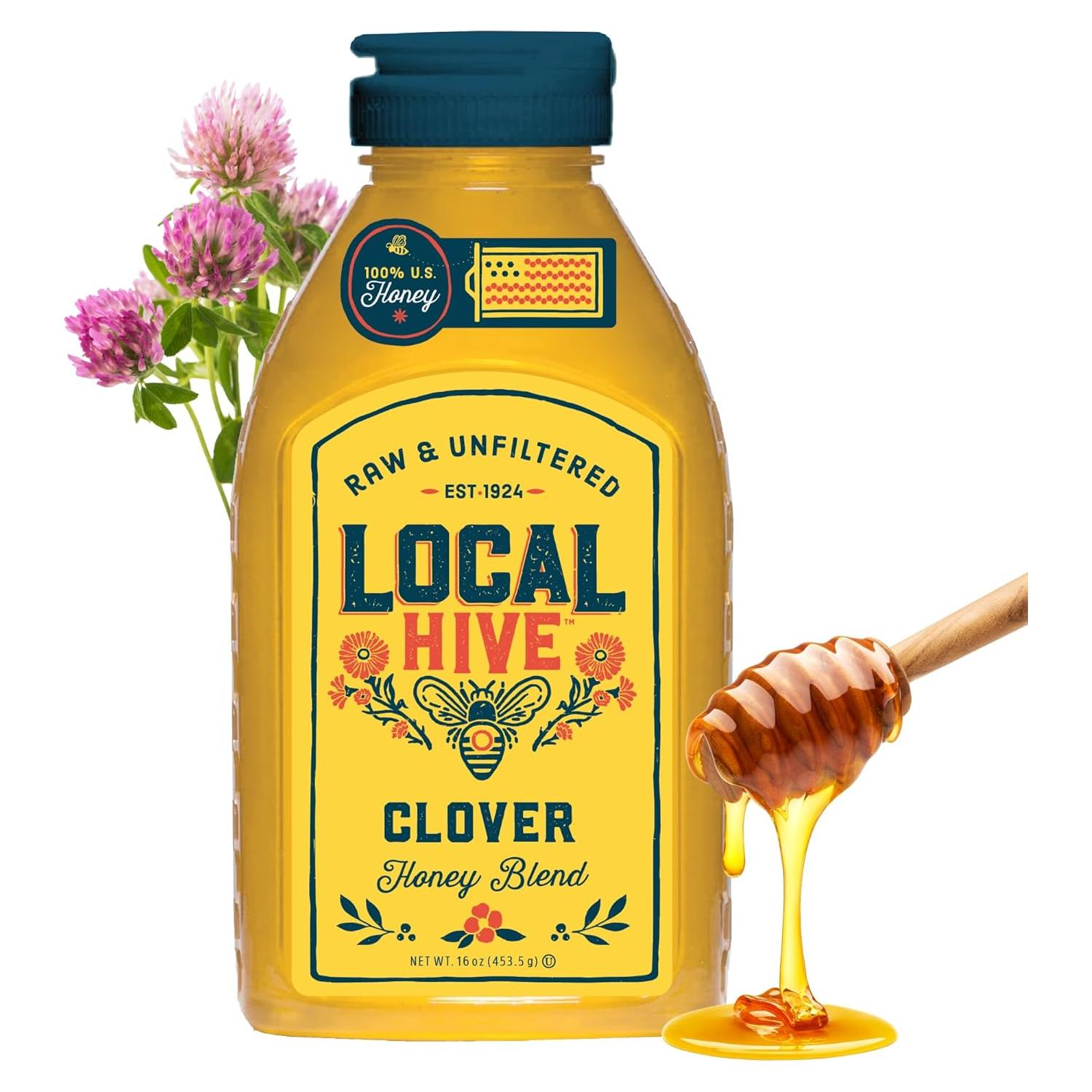 Miel Cruda Local Hive Clover 453g - 100% Pura de EE. UU.
