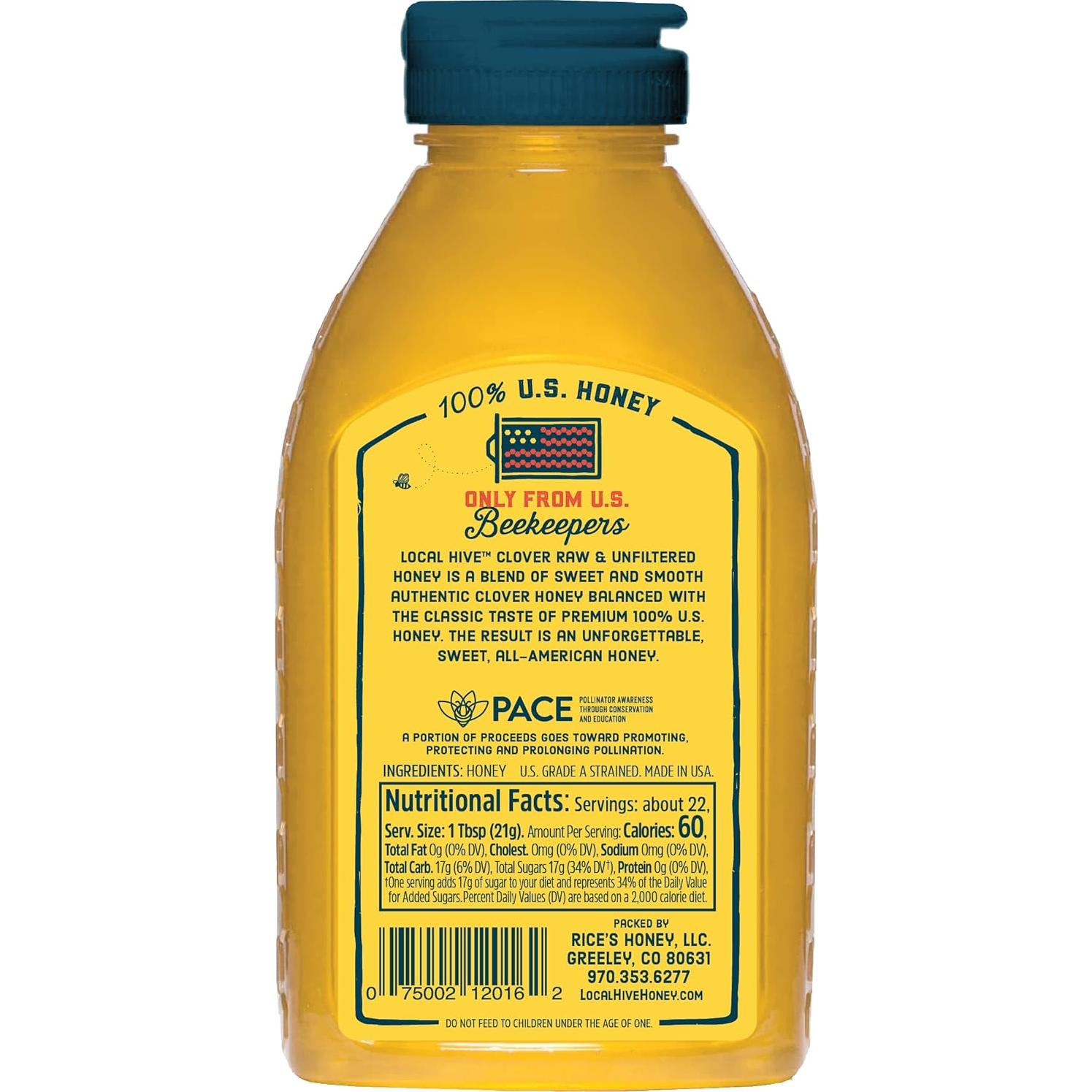 Miel Cruda Local Hive Clover 453g - 100% Pura de EE. UU.