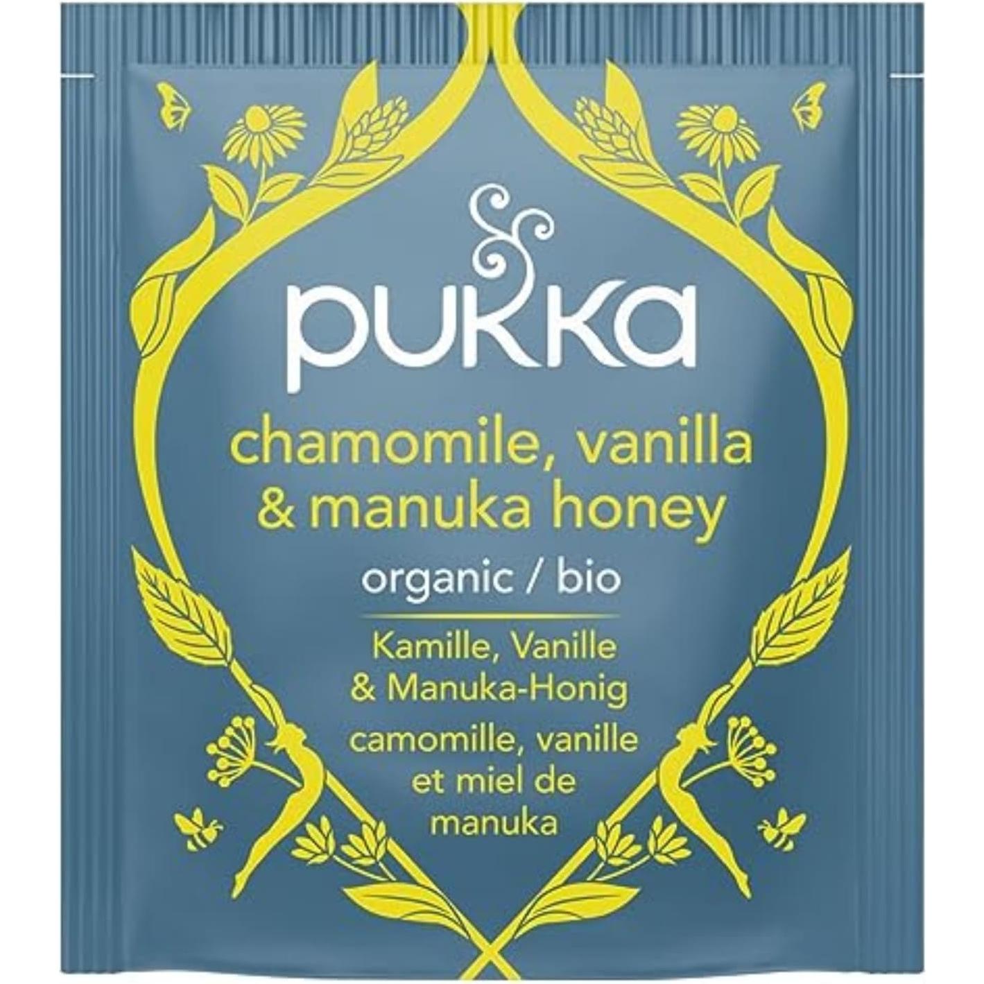 Té de Hierbas Orgánico Pukka Manzanilla Vainilla Miel 80 Bolsitas