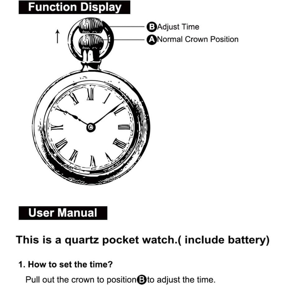 Reloj de Bolsillo KDJSTORE Cuarzo Vintage con Cadena