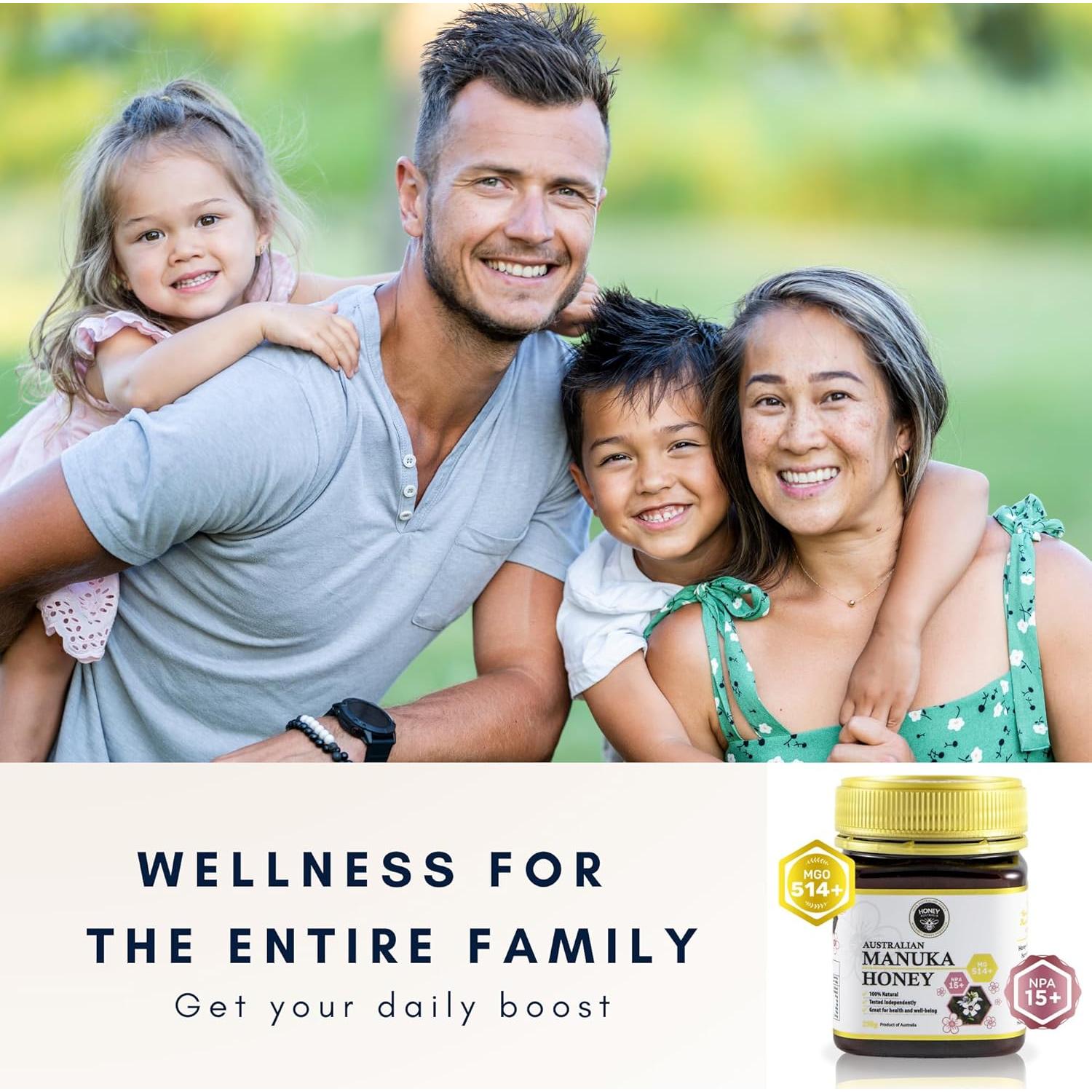 Miel de Manuka MGO 514+ Honey Australia 250 g Cruda Orgánica