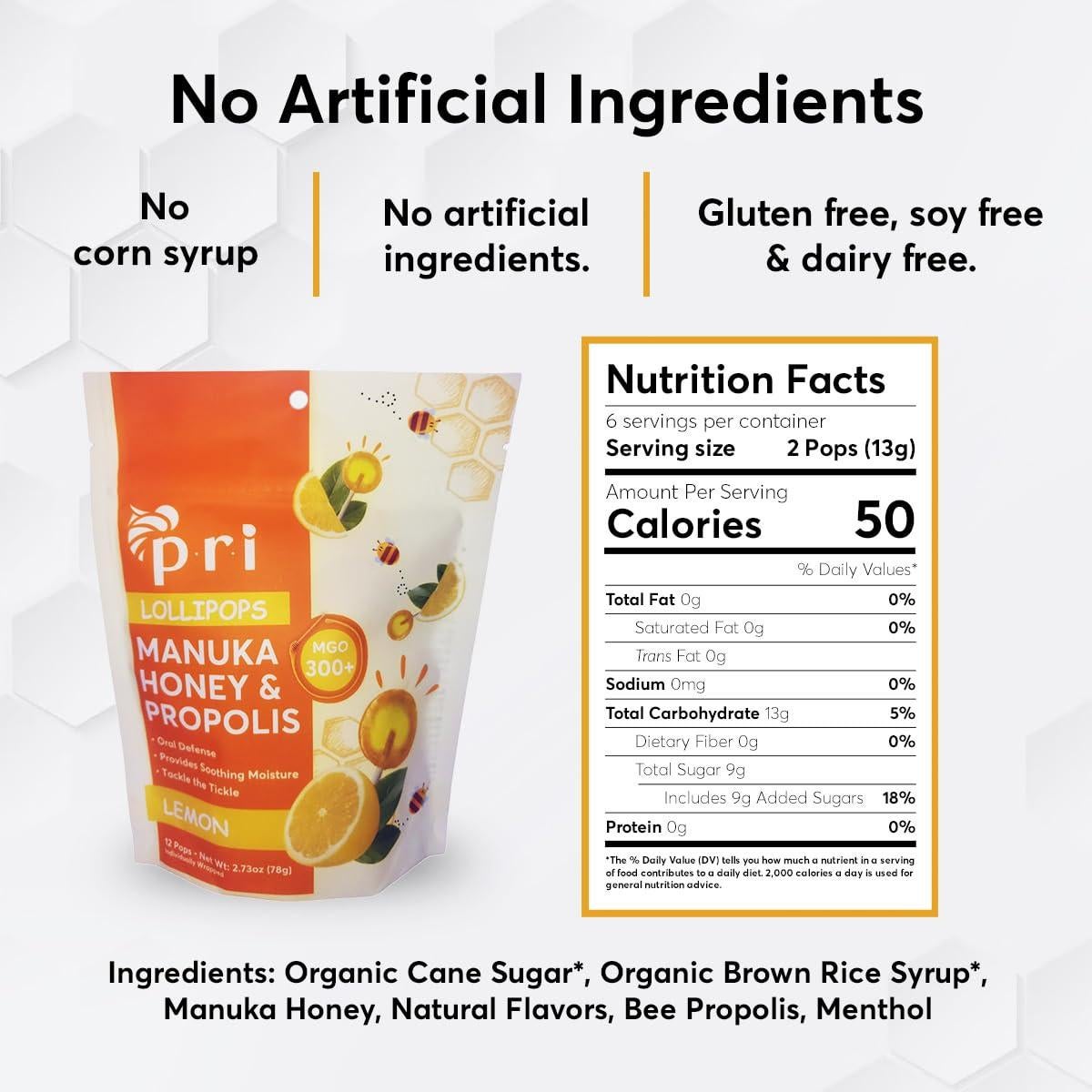 Caramelos de Miel Manuka PRI con Propóleos Limón 154 g