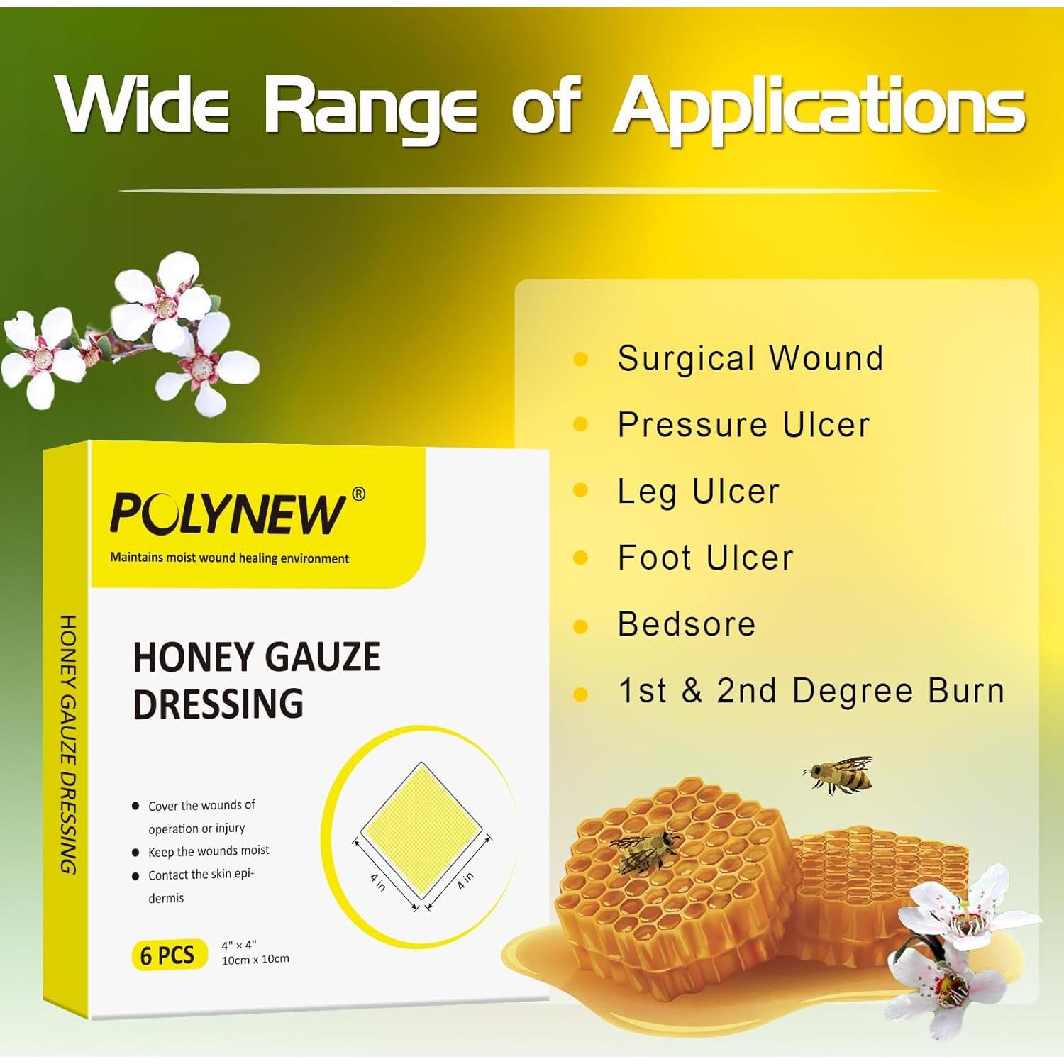 Venda de Gasa de Miel de Manuka Dermacare 10x10 cm 6 Piezas