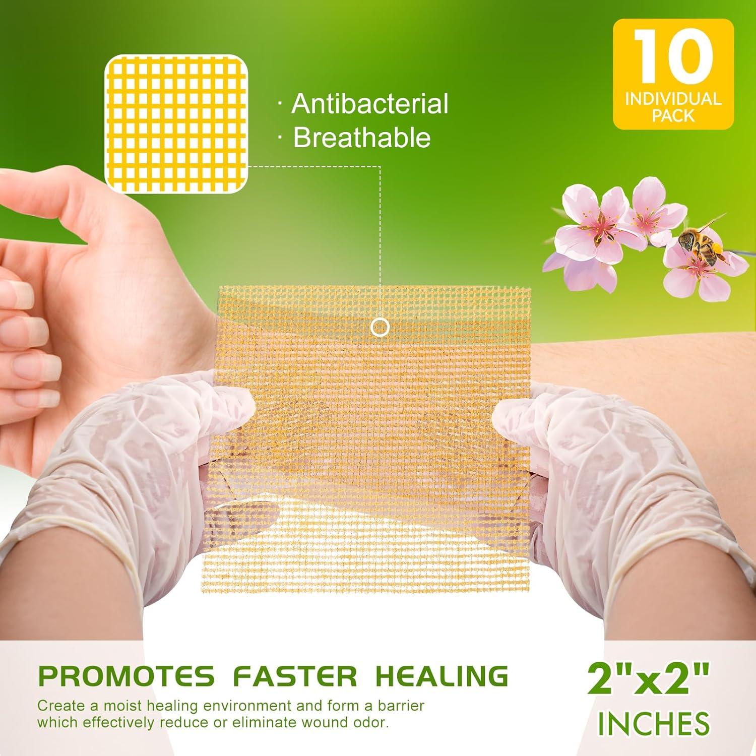 Gasa de Miel de Manuka 10 Piezas 5x5 cm Vendaje Curativo