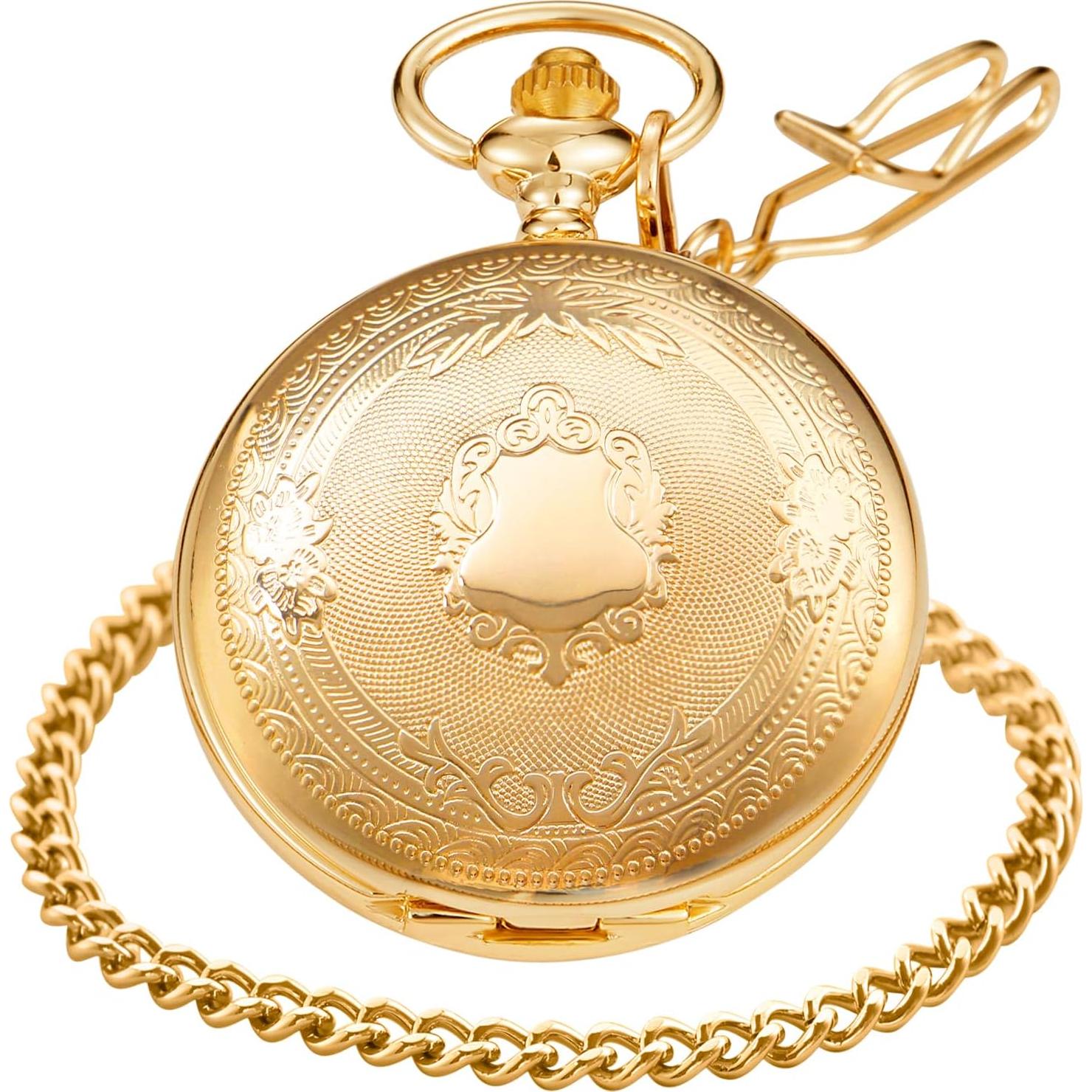 Reloj de bolsillo de cuarzo SwitchMe dorado con cadena