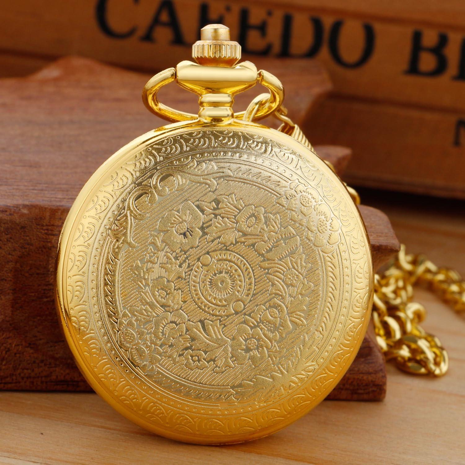 Reloj de bolsillo de cuarzo SwitchMe dorado con cadena