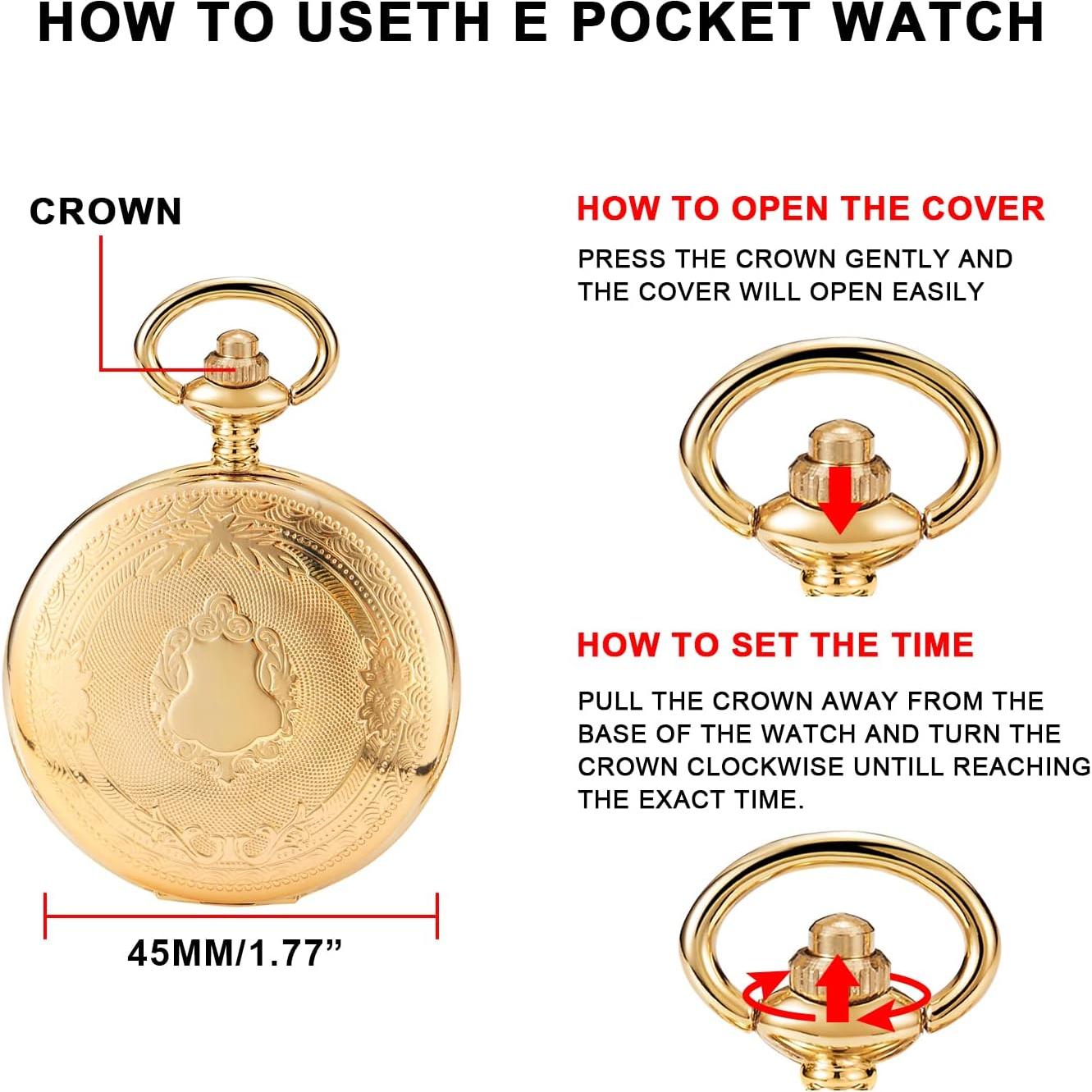 Reloj de bolsillo de cuarzo SwitchMe dorado con cadena