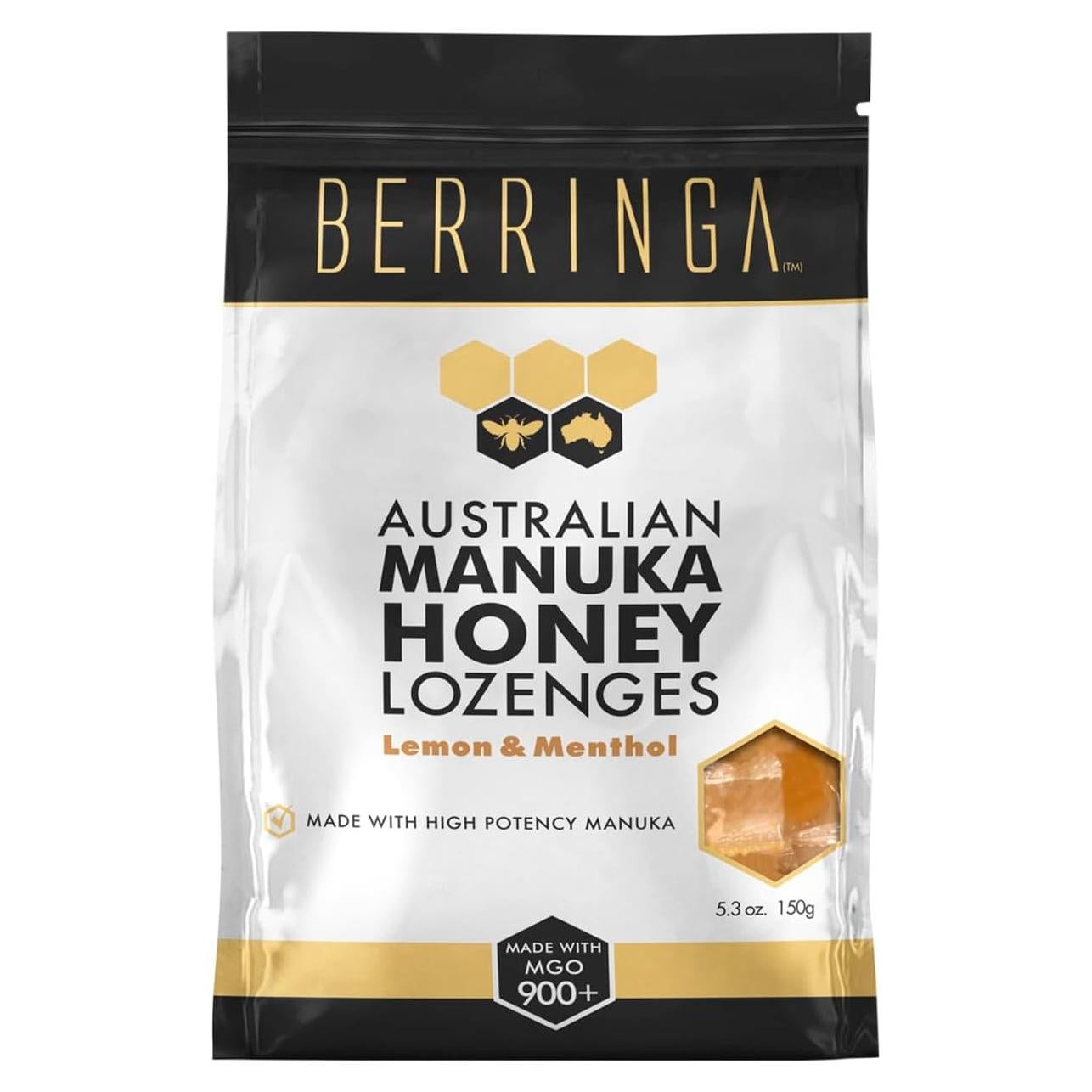 Pastillas de Miel Manuka Berringa 160g Limón y Mentol