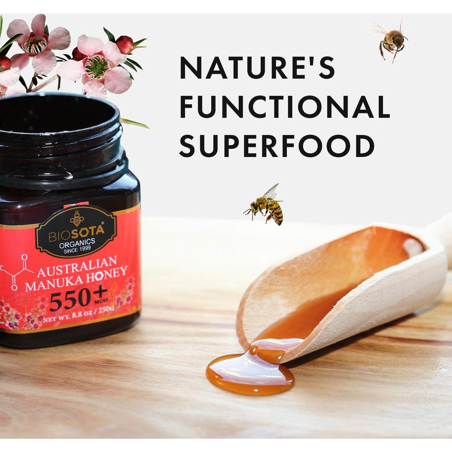 Miel Manuka Orgánica Biosota MGO 550+ 260 ml Cruda Pura