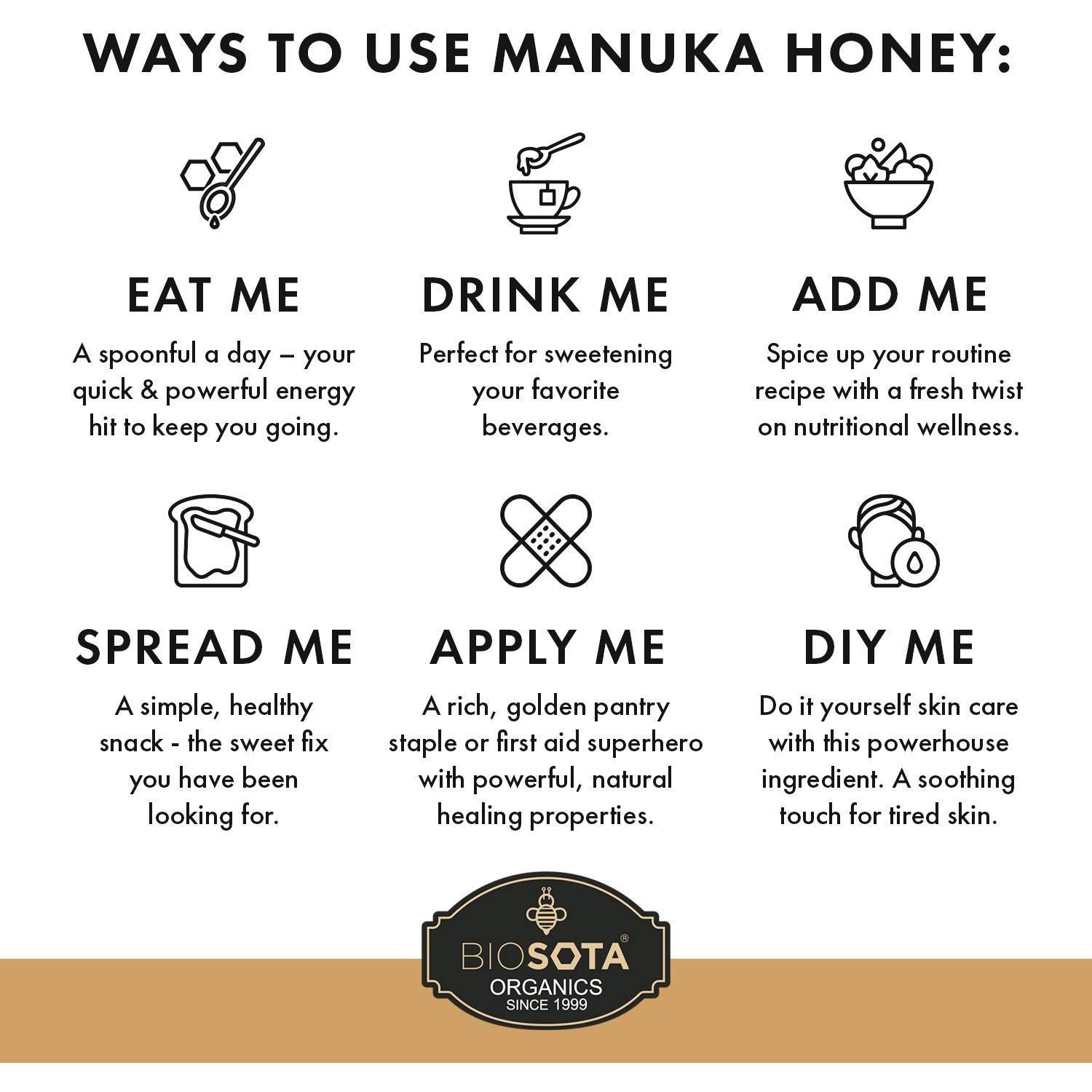 Miel Manuka Orgánica Biosota MGO 550+ 260 ml Cruda Pura