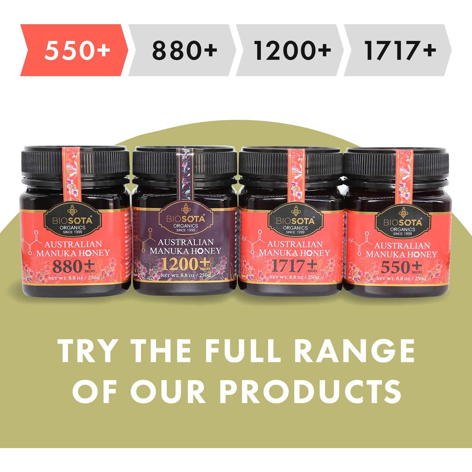 Miel Manuka Orgánica Biosota MGO 550+ 260 ml Cruda Pura