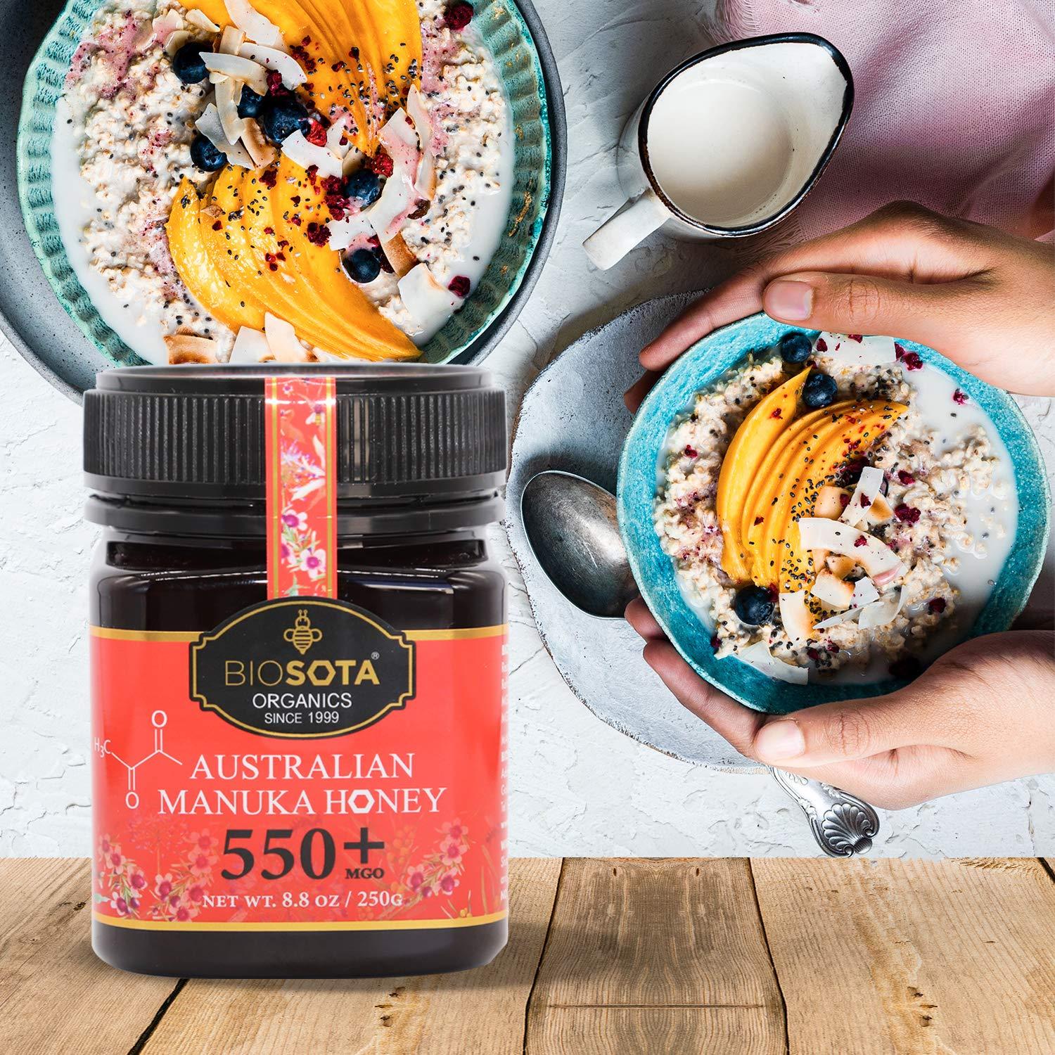 Miel Manuka Orgánica Biosota MGO 550+ 260 ml Cruda Pura