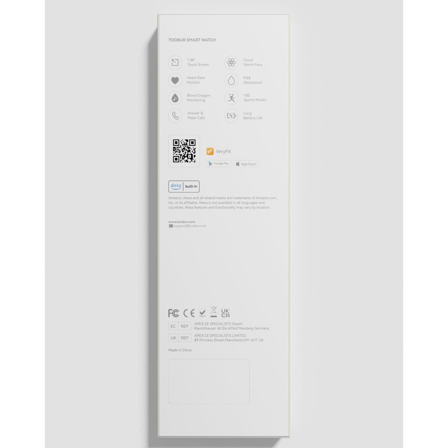 Reloj Inteligente TOOBUR IDW23 Negro con Alexa y Monitoreo de Salud