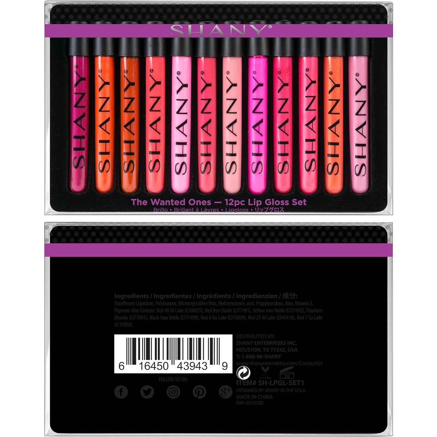 Set de 12 Brillos Labiales SHANY con Aloe Vera y Vitamina E