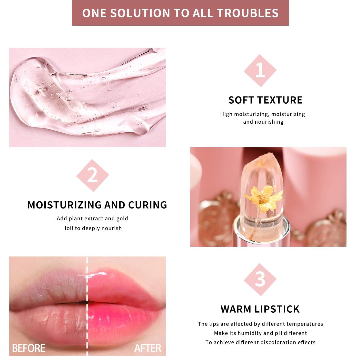 Set 6 Pintalabios Gel Floral Cambia Color Hidratante BestLand