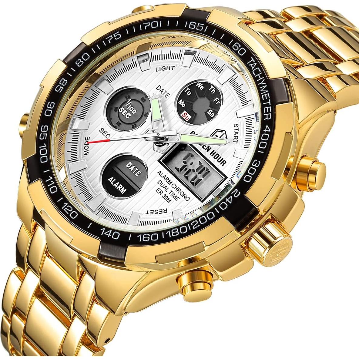 Reloj Analógico Digital GOLDEN HOUR Acero Inoxidable 45mm