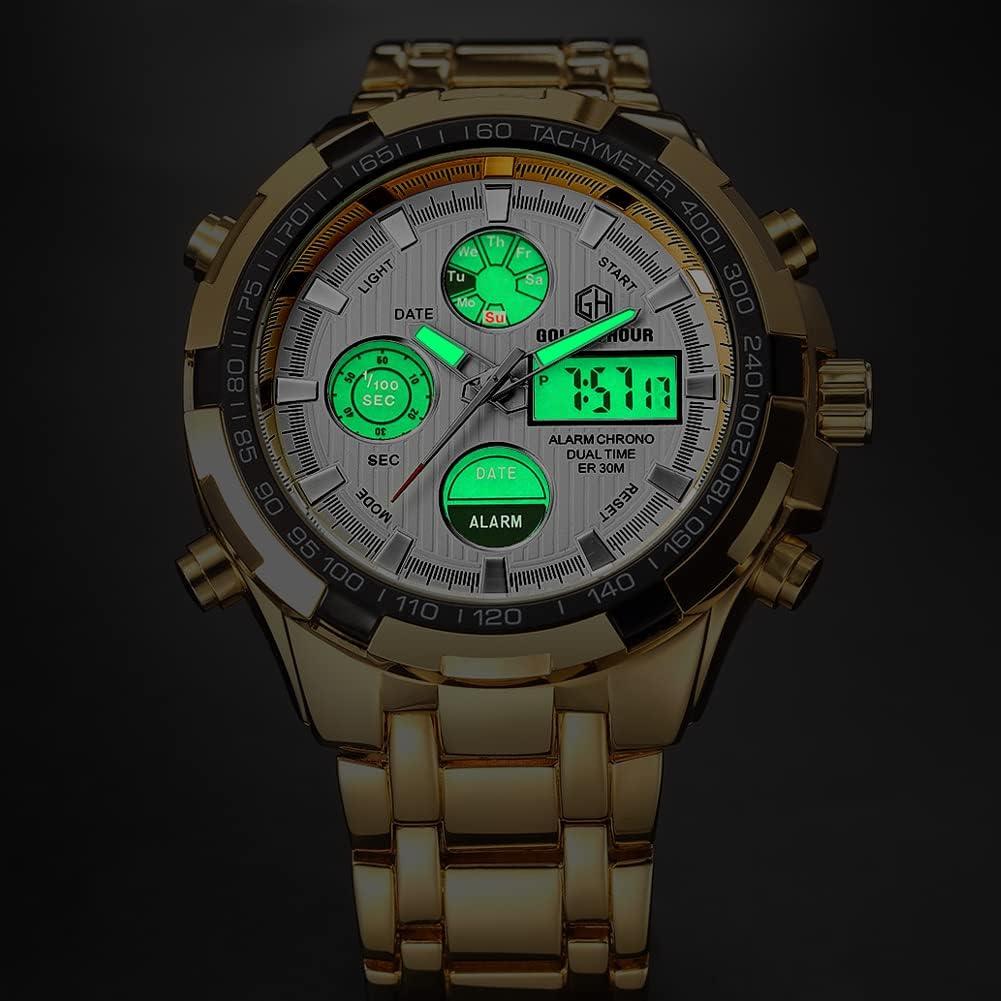 Reloj Analógico Digital GOLDEN HOUR Acero Inoxidable 45mm