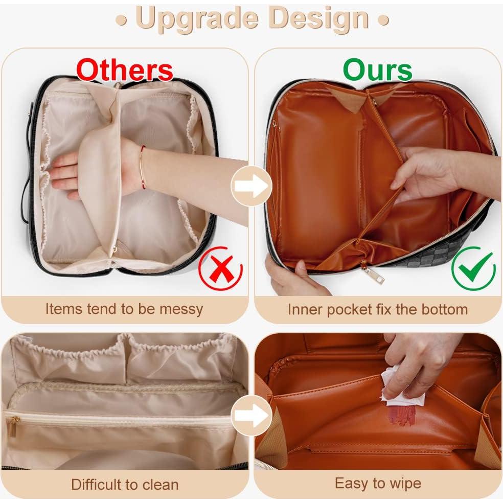 Bolsa de Cosméticos Grande Runpuhu Cuadrícula Impermeable 25x12cm