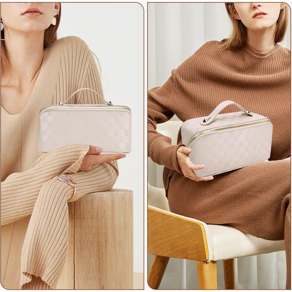 Bolsa de Cosméticos Grande Runpuhu Cuadrícula Impermeable 25x12cm