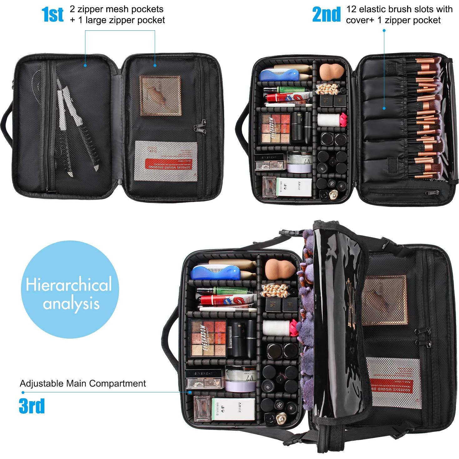 Estuche de Maquillaje Grande MONSTINA Negro 35 cm 3 Capas