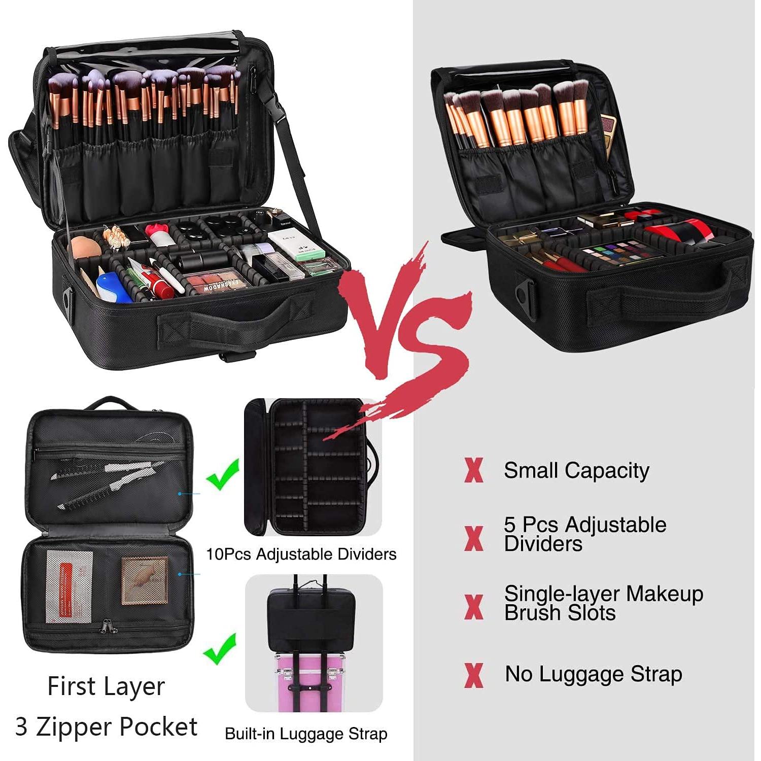 Estuche de Maquillaje Grande MONSTINA Negro 35 cm 3 Capas