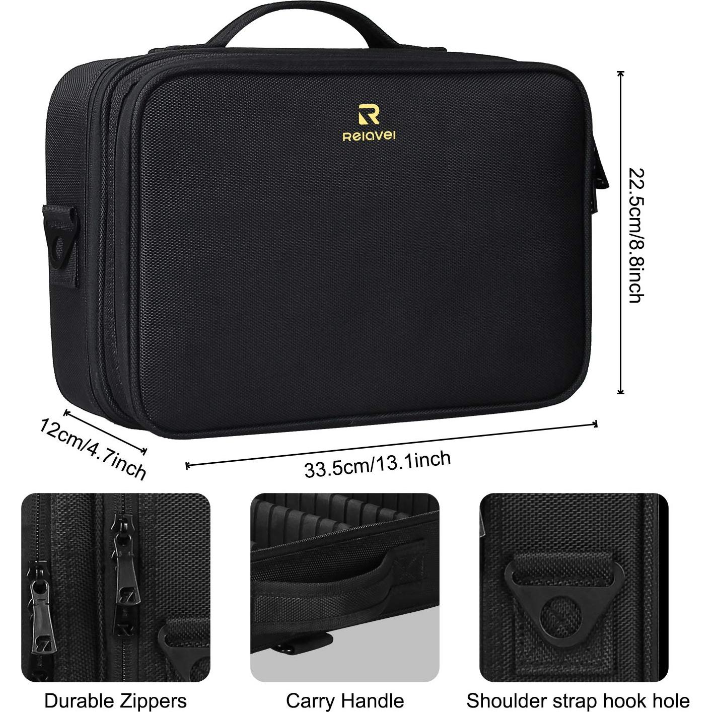 Estuche de Maquillaje Grande MONSTINA Negro 35 cm 3 Capas