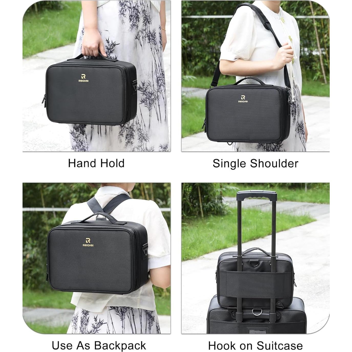 Estuche de Maquillaje Grande MONSTINA Negro 35 cm 3 Capas