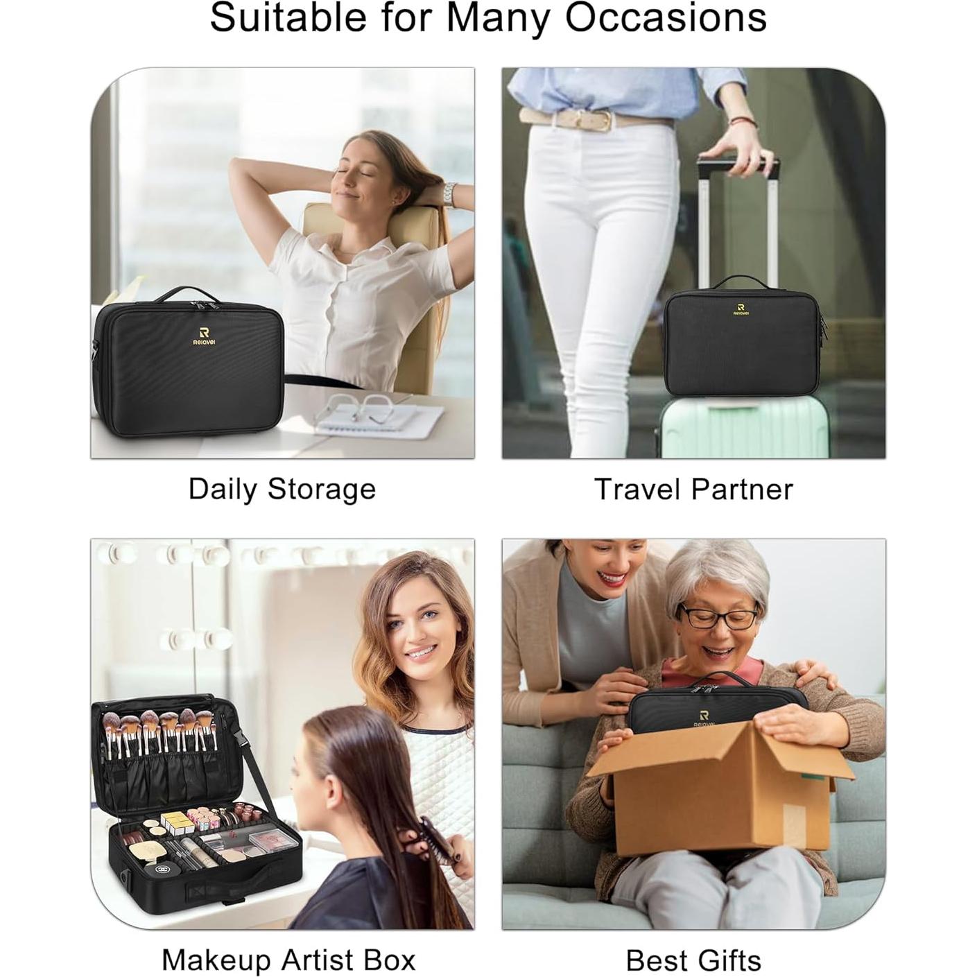 Estuche de Maquillaje Grande MONSTINA Negro 35 cm 3 Capas