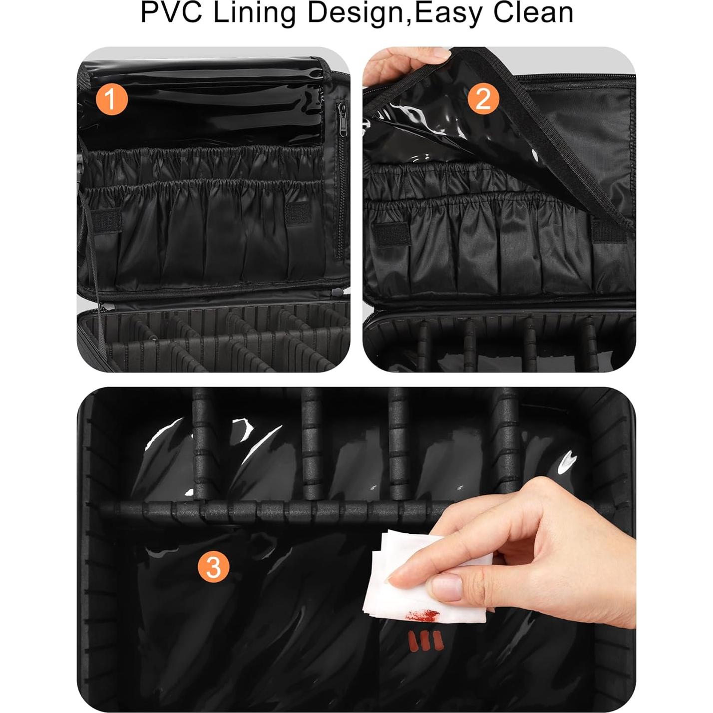 Estuche de Maquillaje Grande MONSTINA Negro 35 cm 3 Capas