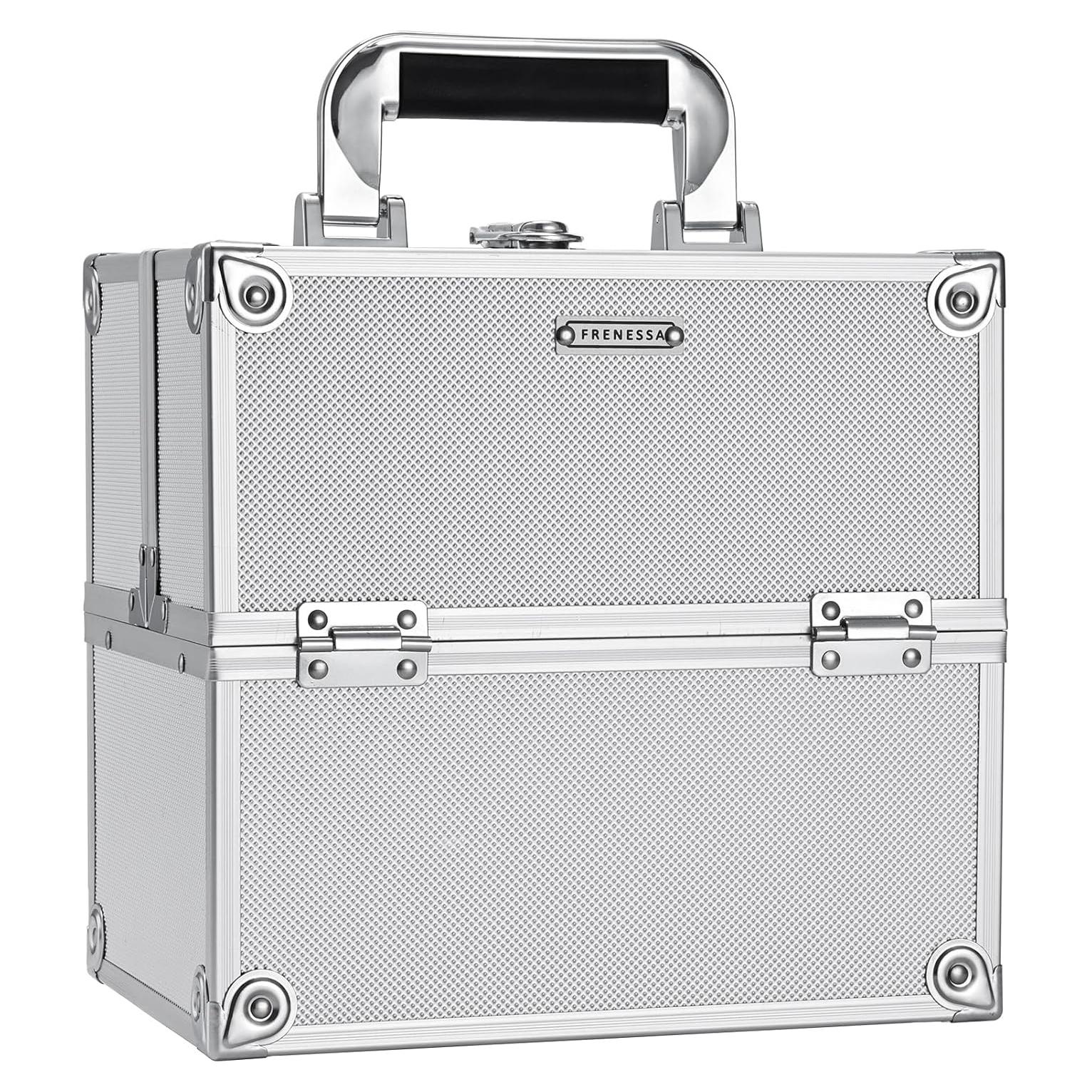 Estuche de Maquillaje Frenessa Plata Organizador Portátil 26.99x18.99cm