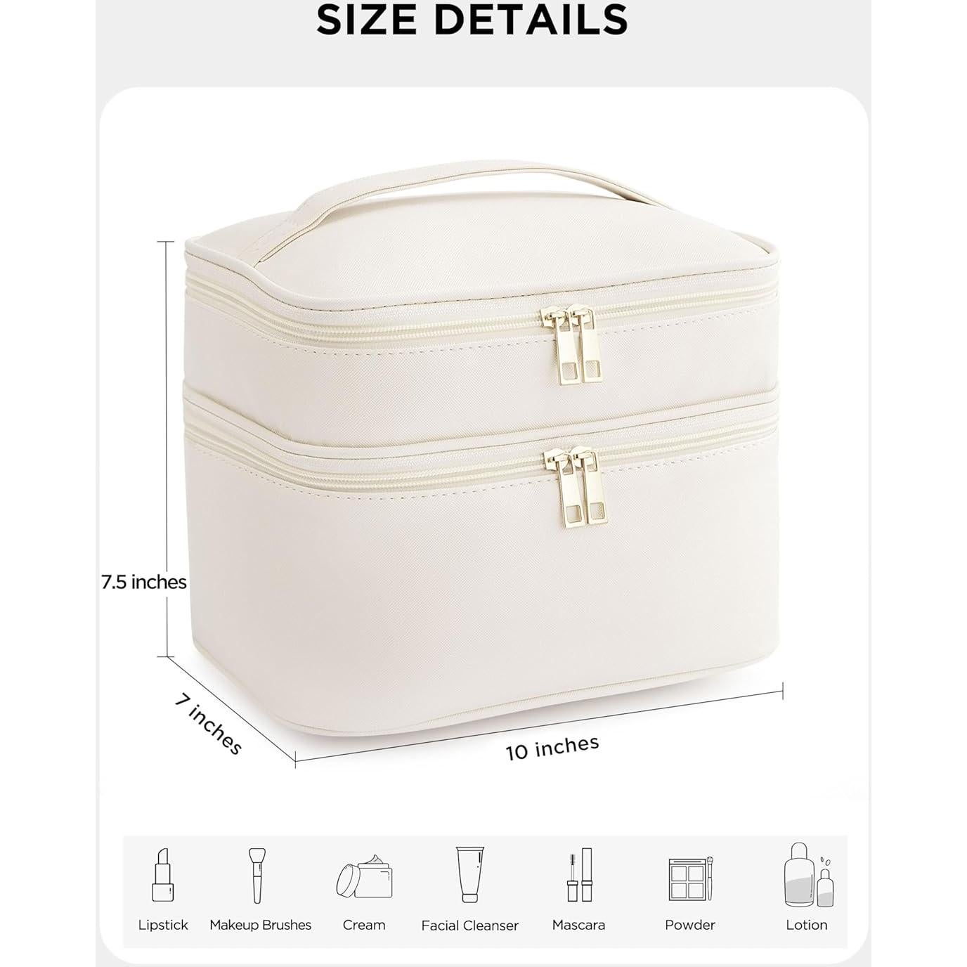 Bolsa de Maquillaje Vorey X-Large Cuero Impermeable Beige