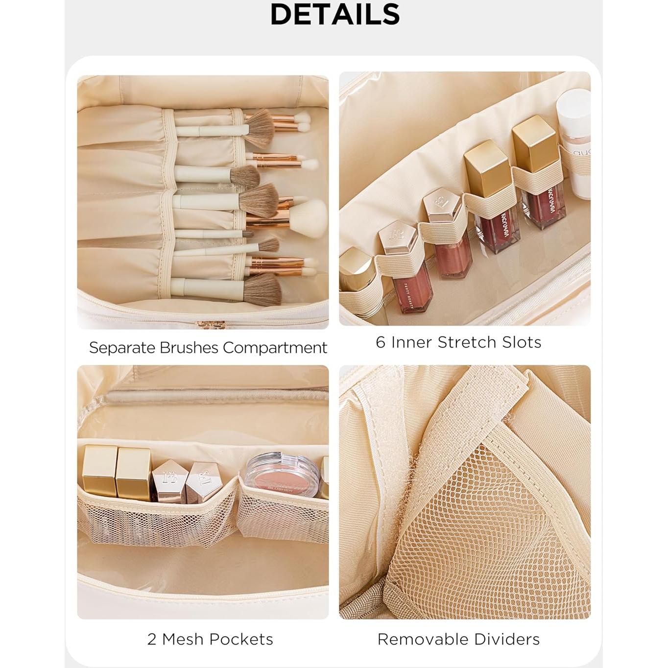 Bolsa de Maquillaje Vorey X-Large Cuero Impermeable Beige