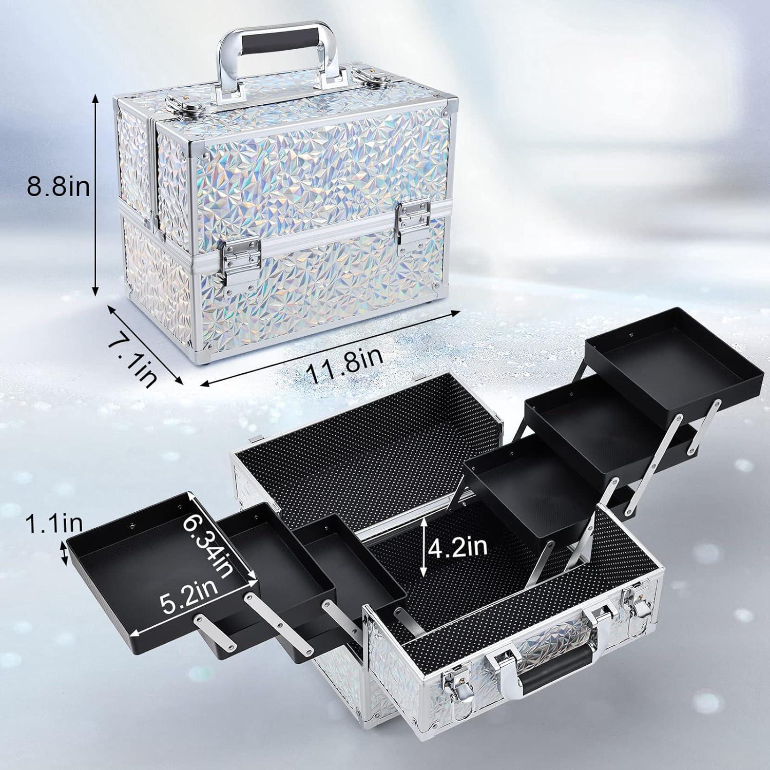 Estuche de Maquillaje FRENESSA Plateado 30x22x18 cm 6 Bandejas