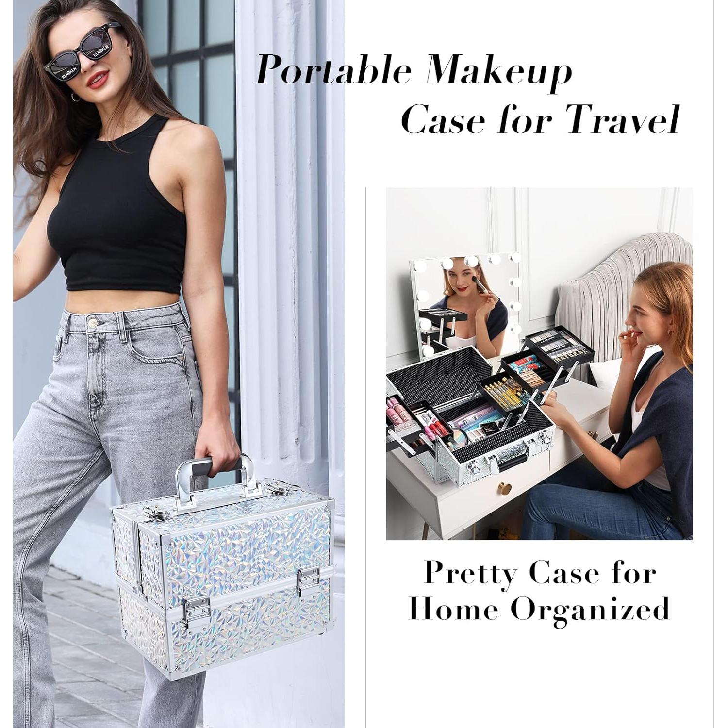 Estuche de Maquillaje FRENESSA Plateado 30x22x18 cm 6 Bandejas