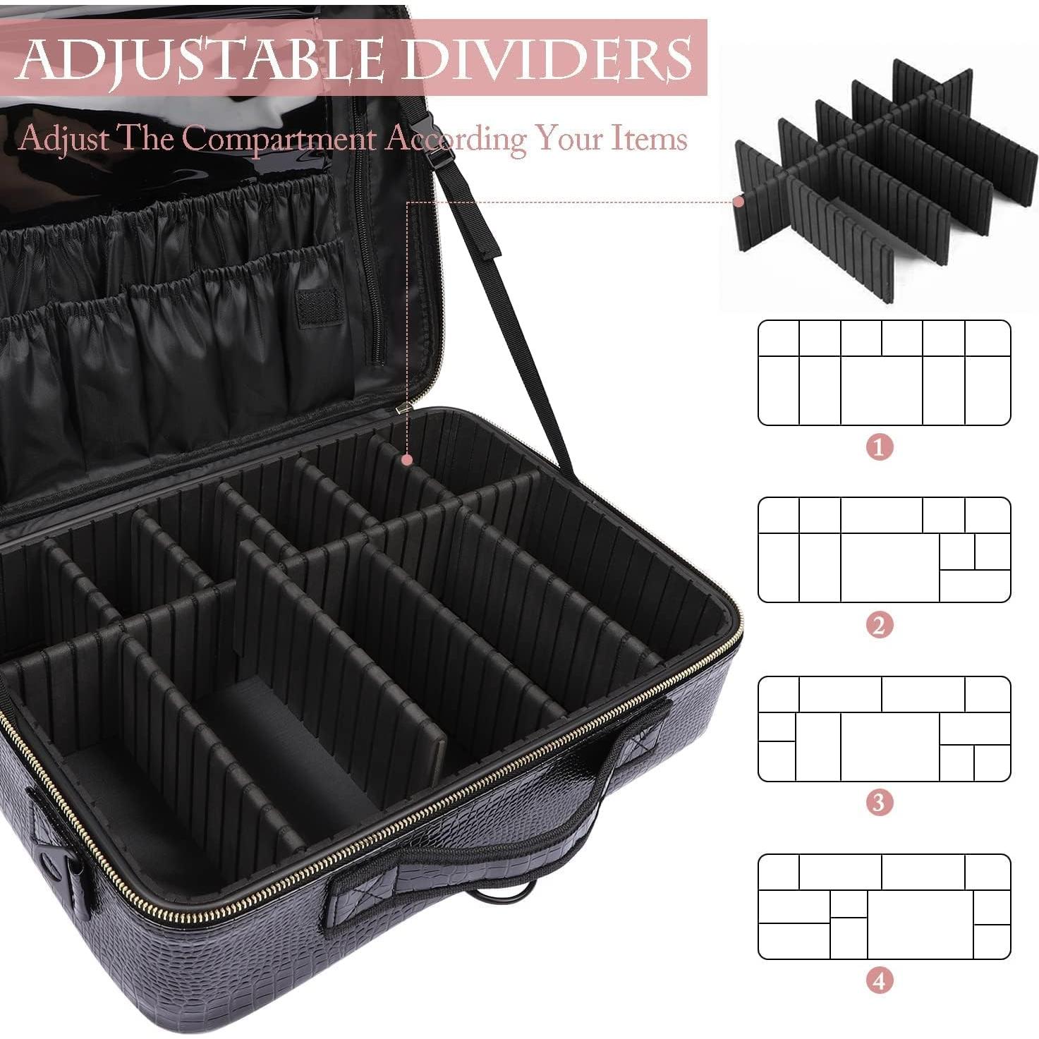 Estuche de Maquillaje Grande Oewoer Negro Cuero PU 41x29x14cm