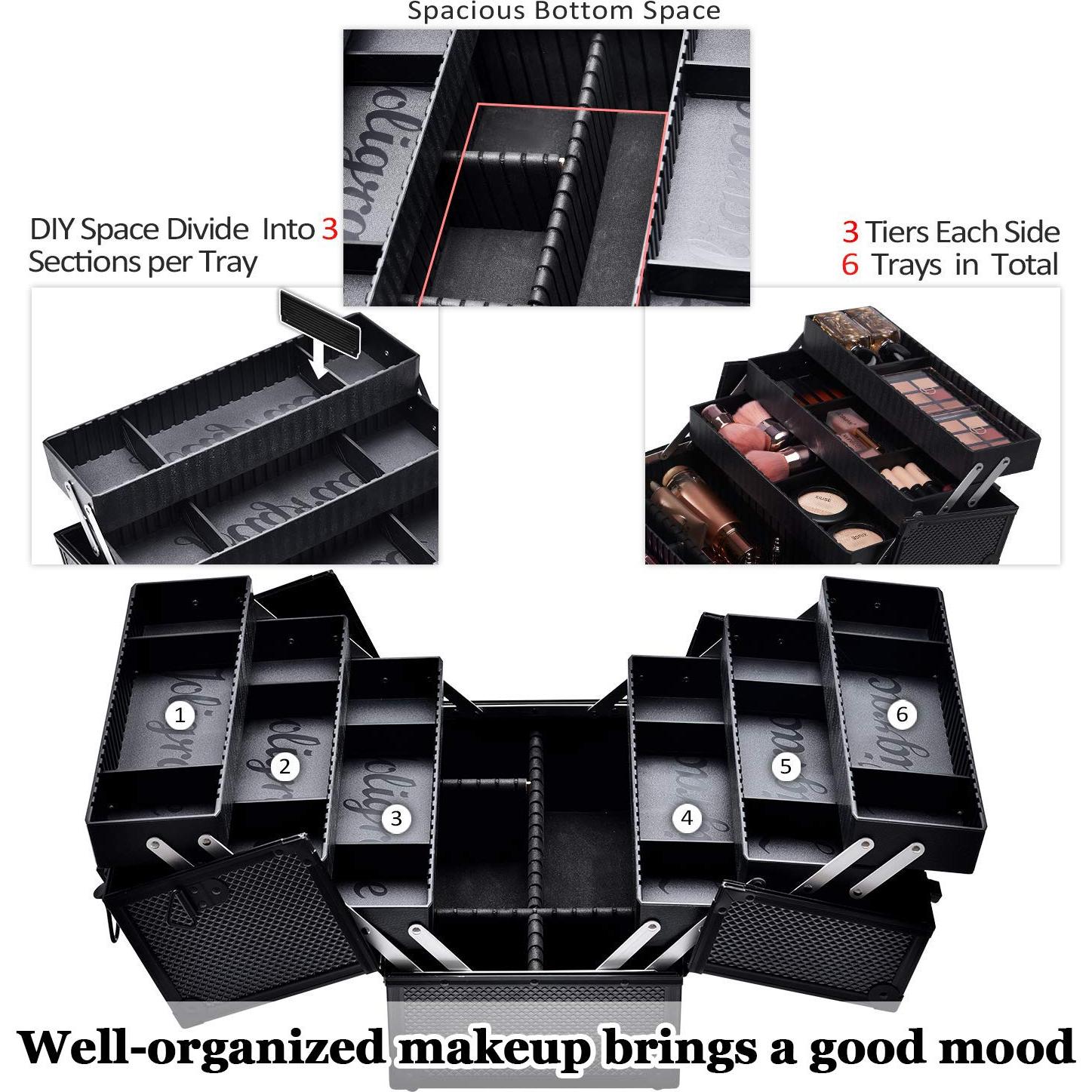 Estuche de Maquillaje Profesional Joligrace 35.5x28x21cm Negro