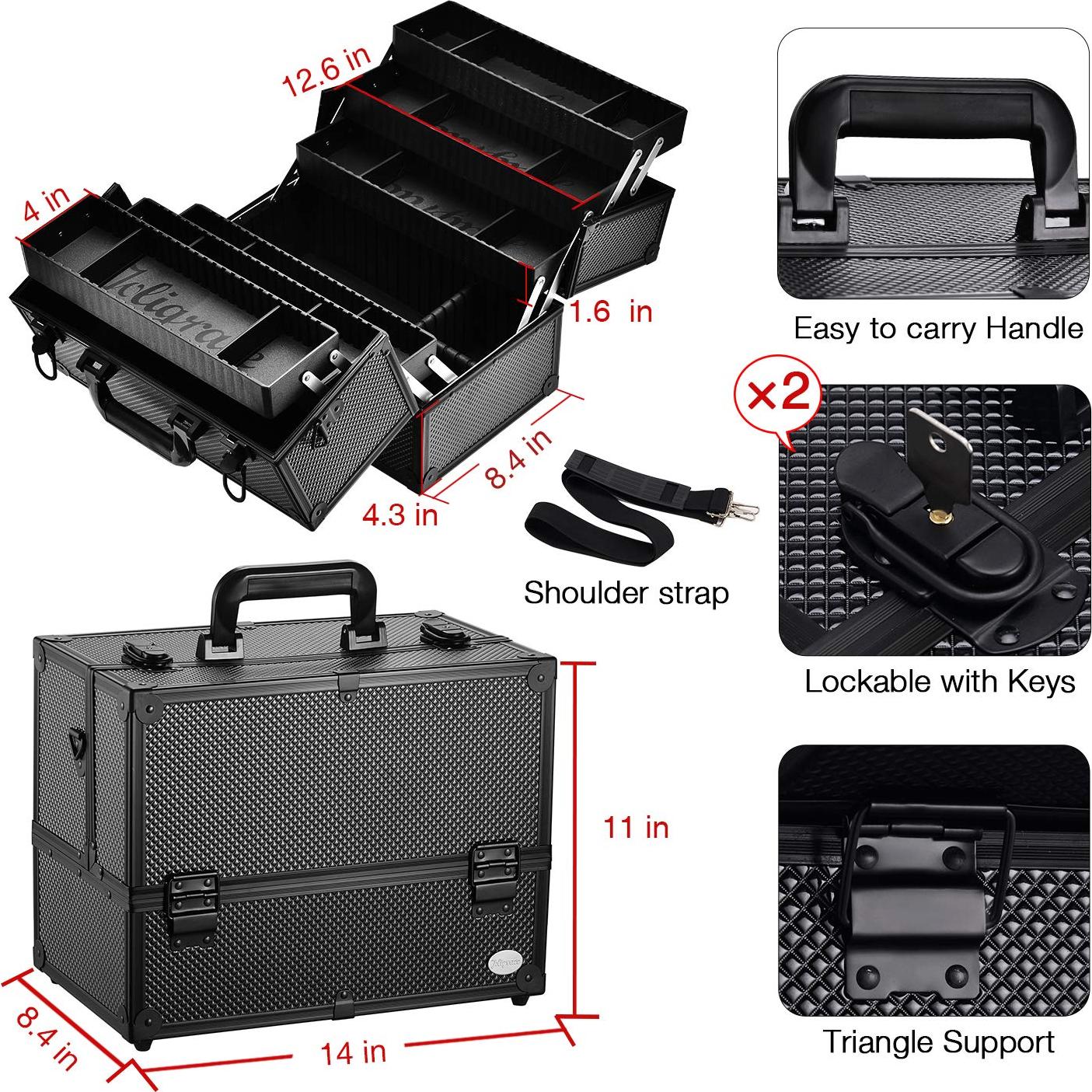 Estuche de Maquillaje Profesional Joligrace 35.5x28x21cm Negro