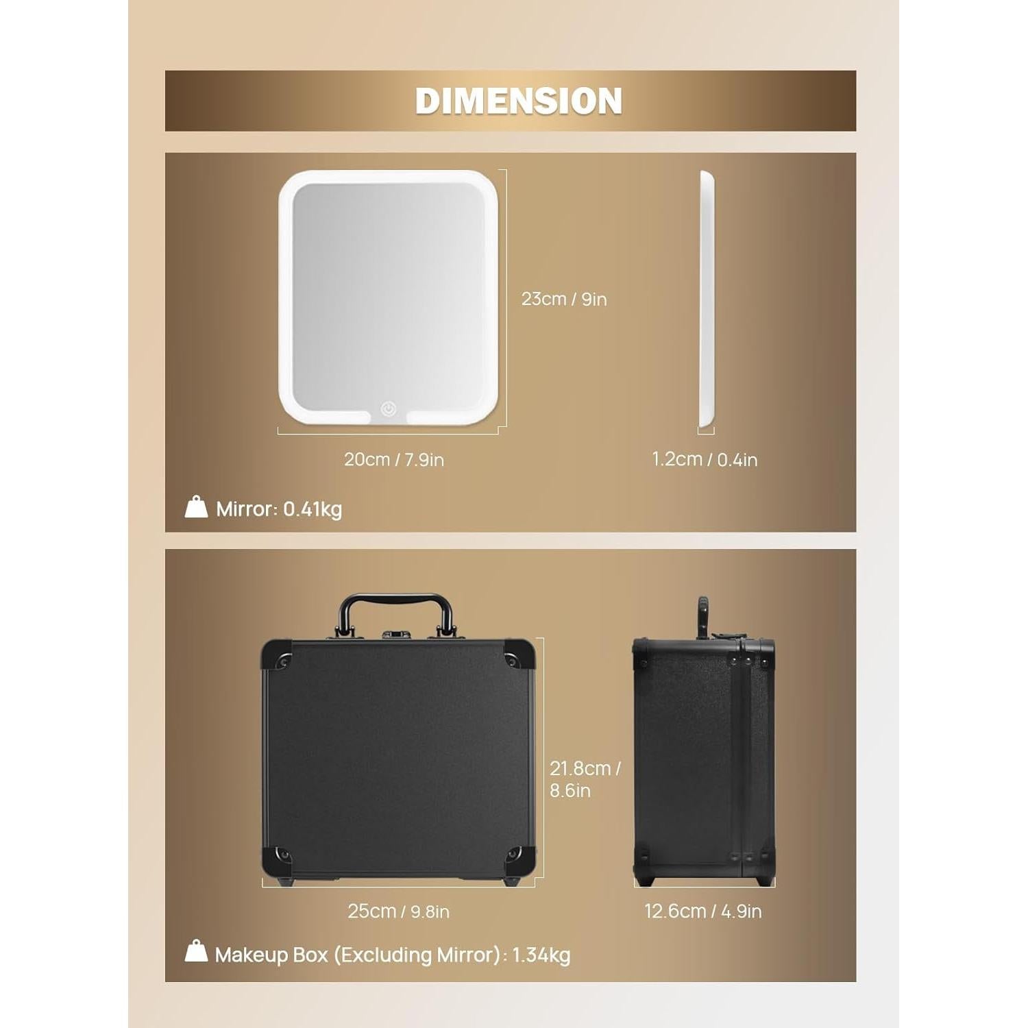 Estuche de Maquillaje OMIRO con Espejo LED Negro