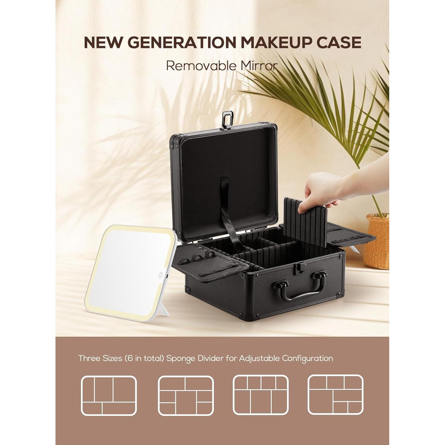 Estuche de Maquillaje OMIRO con Espejo LED Negro