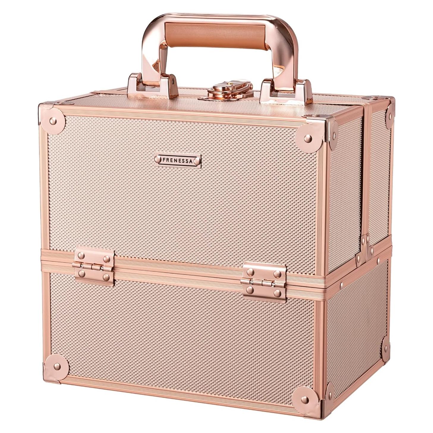 Estuche de Maquillaje Frenessa Rosa Dorado 27x19 cm