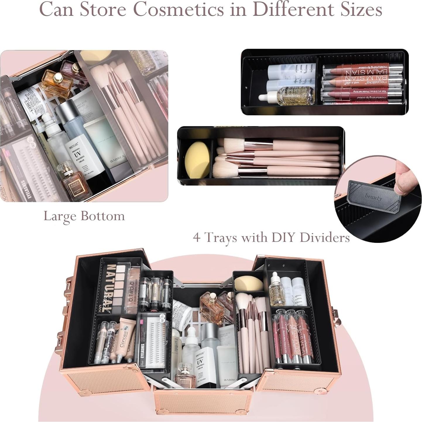 Estuche de Maquillaje Frenessa Rosa Dorado 27x19 cm