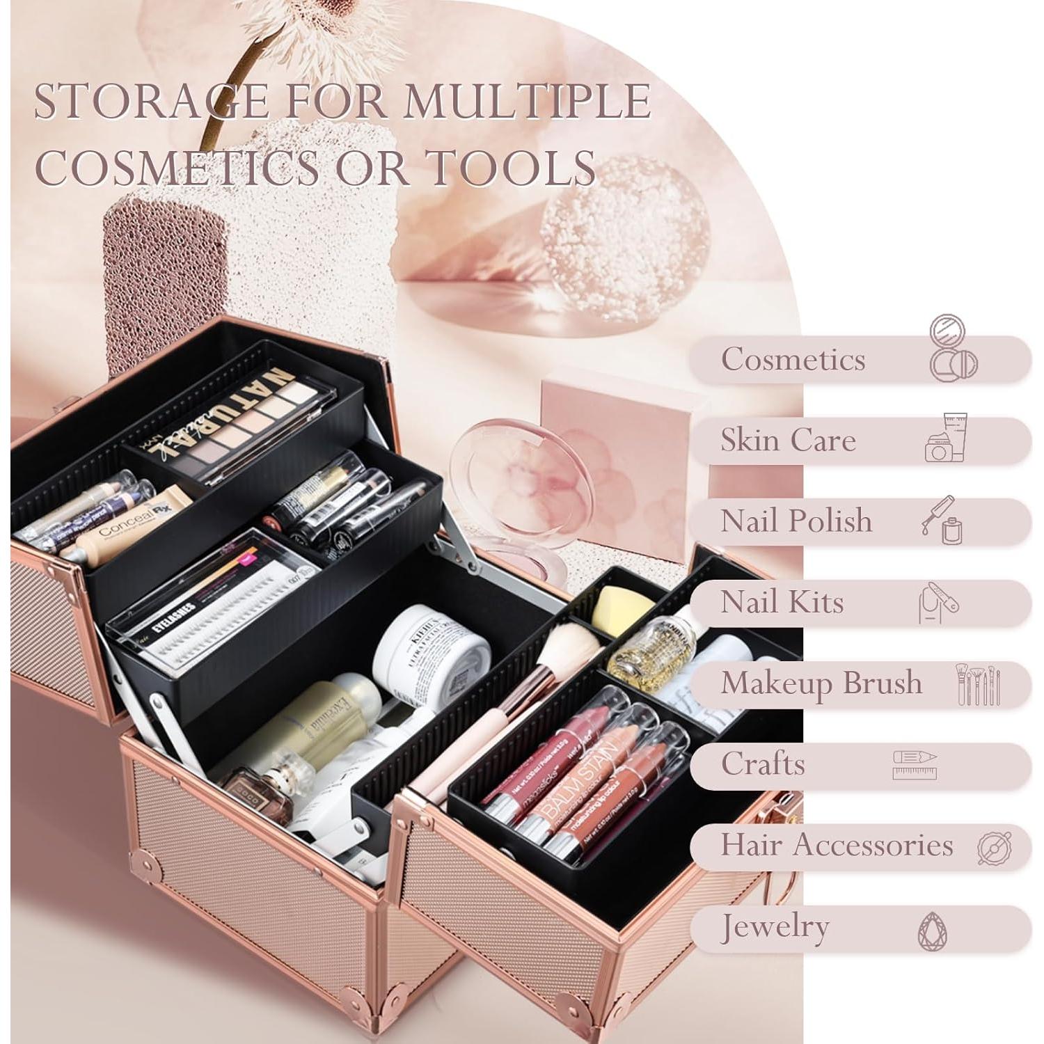 Estuche de Maquillaje Frenessa Rosa Dorado 27x19 cm