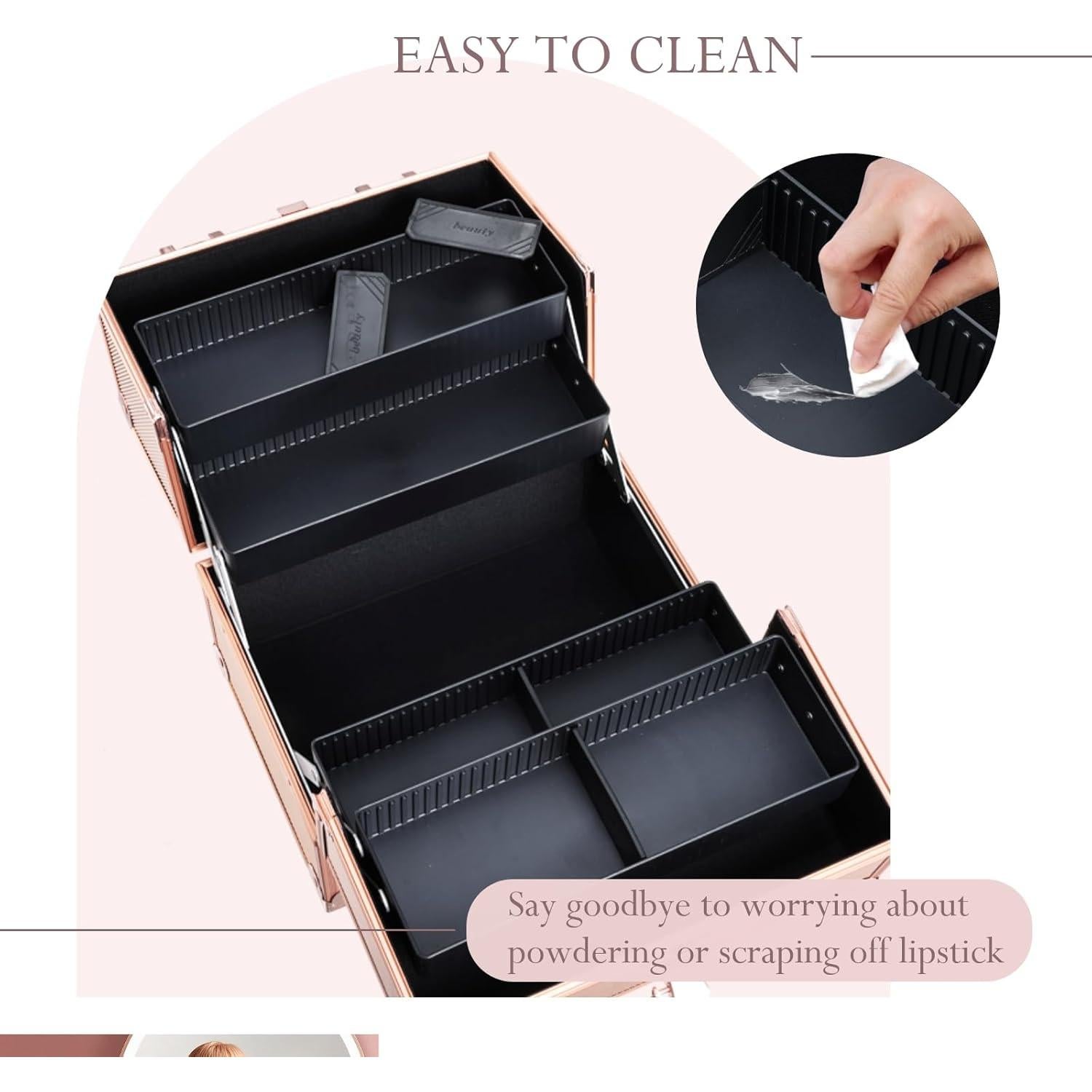 Estuche de Maquillaje Frenessa Rosa Dorado 27x19 cm