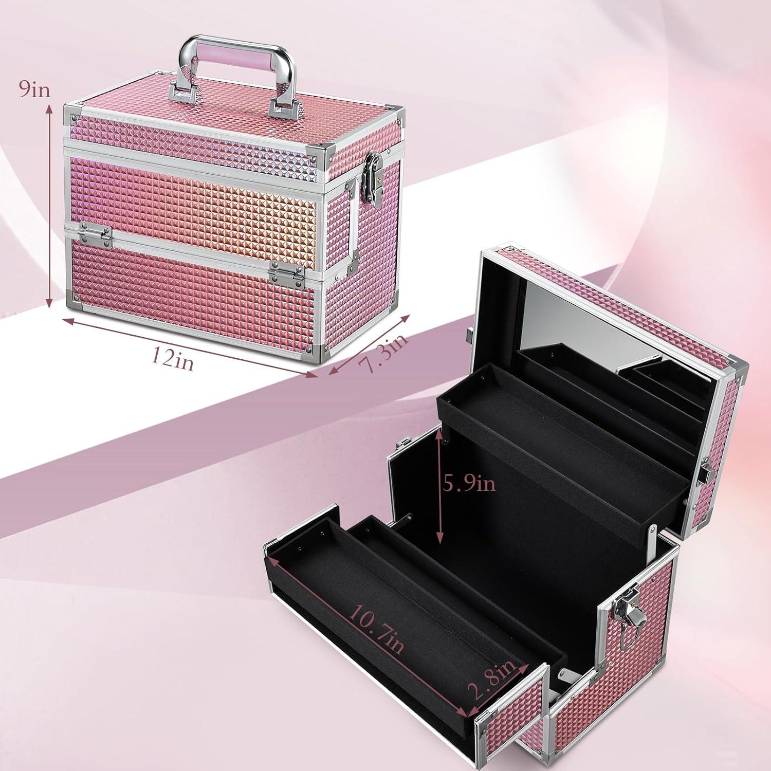 Estuche de Maquillaje Joligrace Rosa 30,48 cm con Espejo