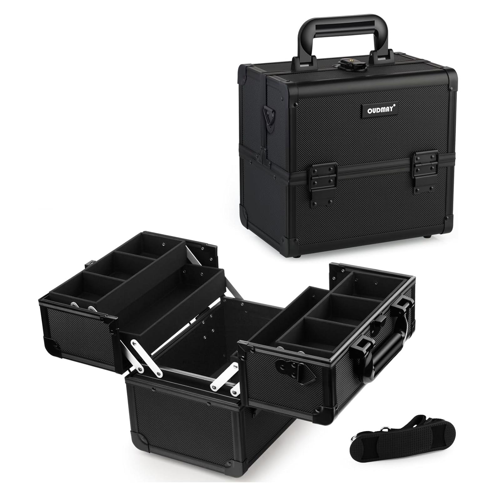 Estuche de Maquillaje OUDMAY Profesional Negro 25,4x17,4x23,5cm