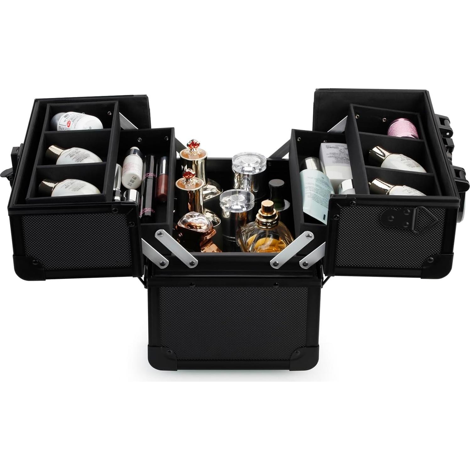 Estuche de Maquillaje OUDMAY Profesional Negro 25,4x17,4x23,5cm