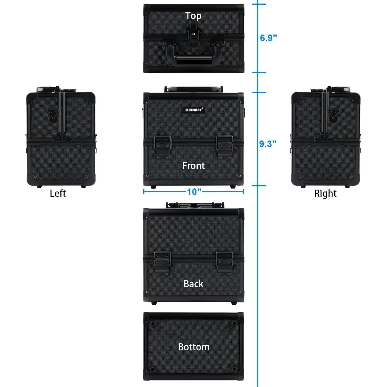 Estuche de Maquillaje OUDMAY Profesional Negro 25,4x17,4x23,5cm