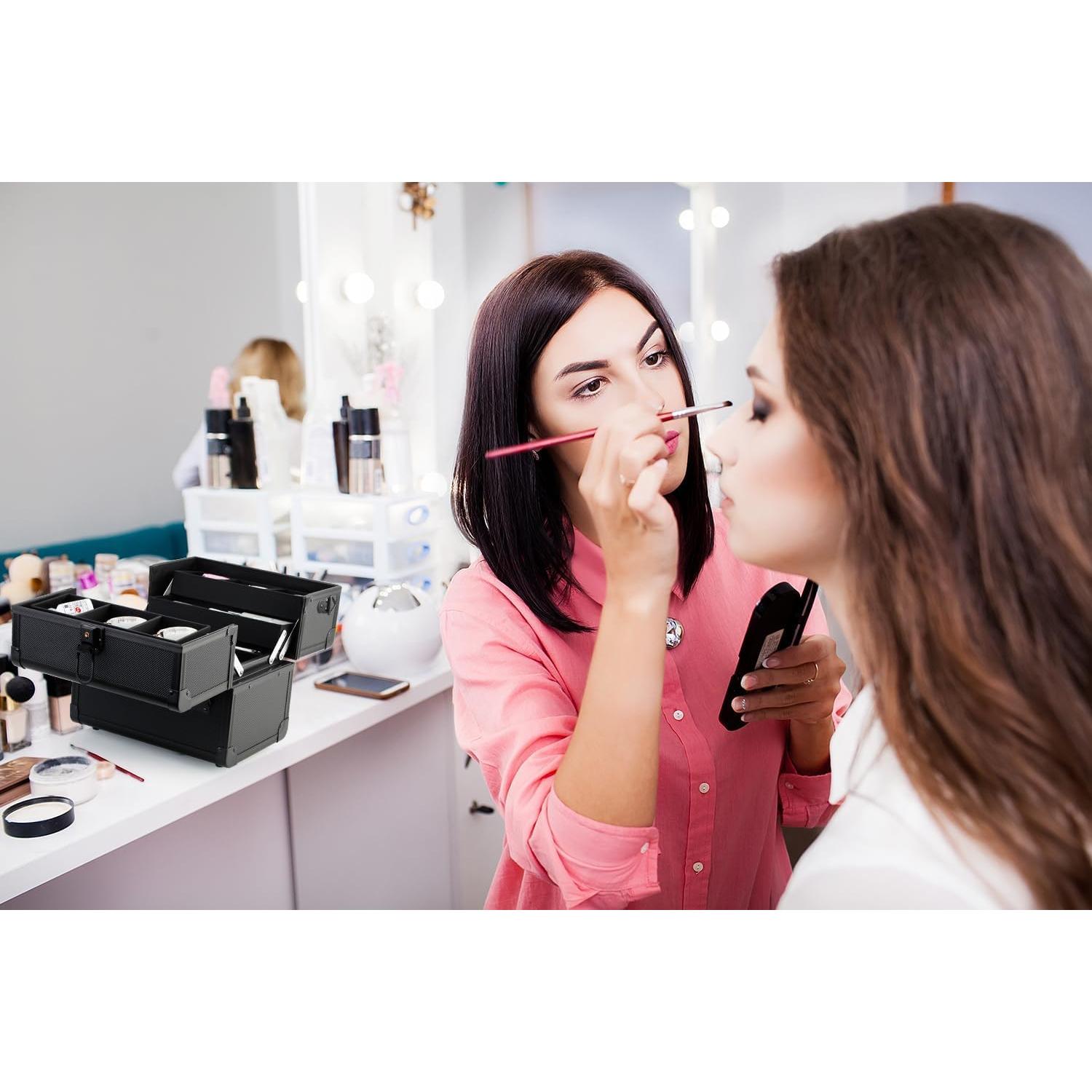 Estuche de Maquillaje OUDMAY Profesional Negro 25,4x17,4x23,5cm